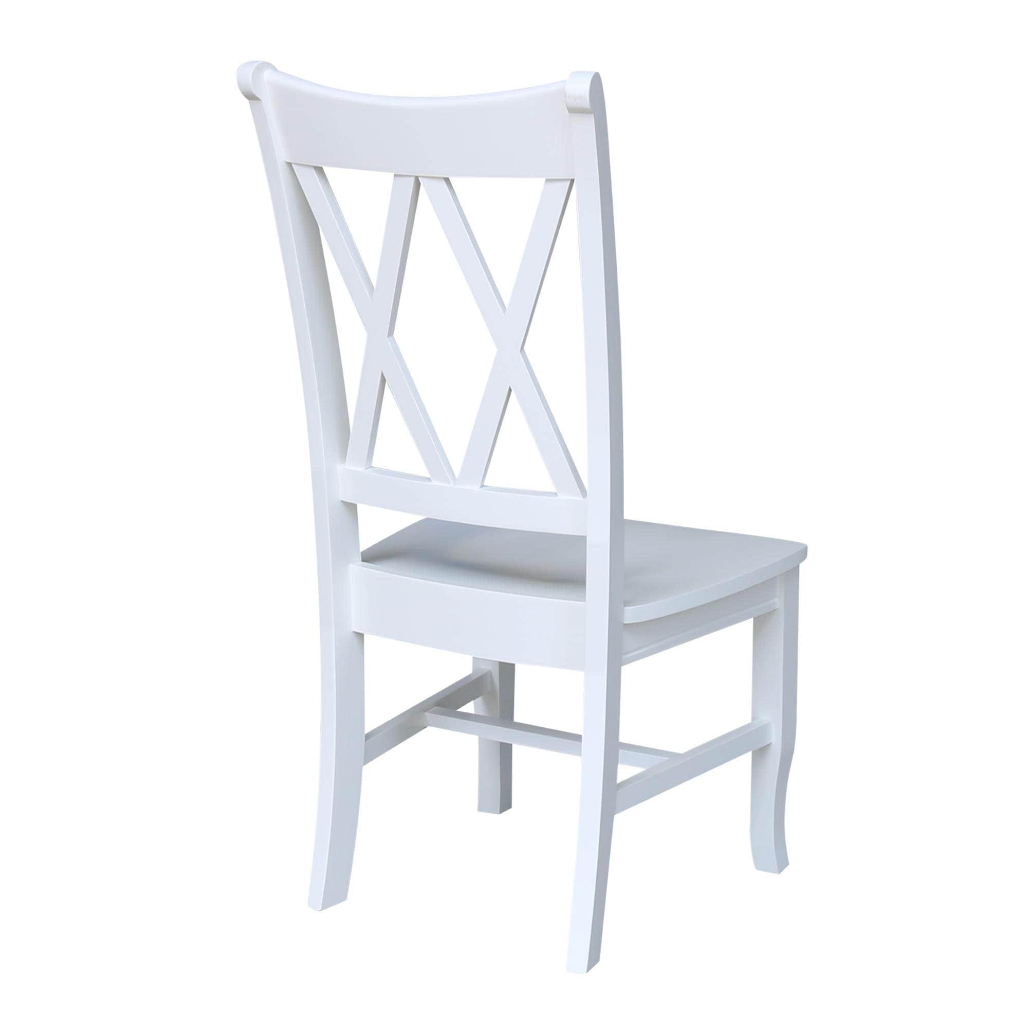 International Concepts Set of 2 Jeremy Double Dining Chairs White: Hardwood Frame, Modern Style, 250lb Capacity