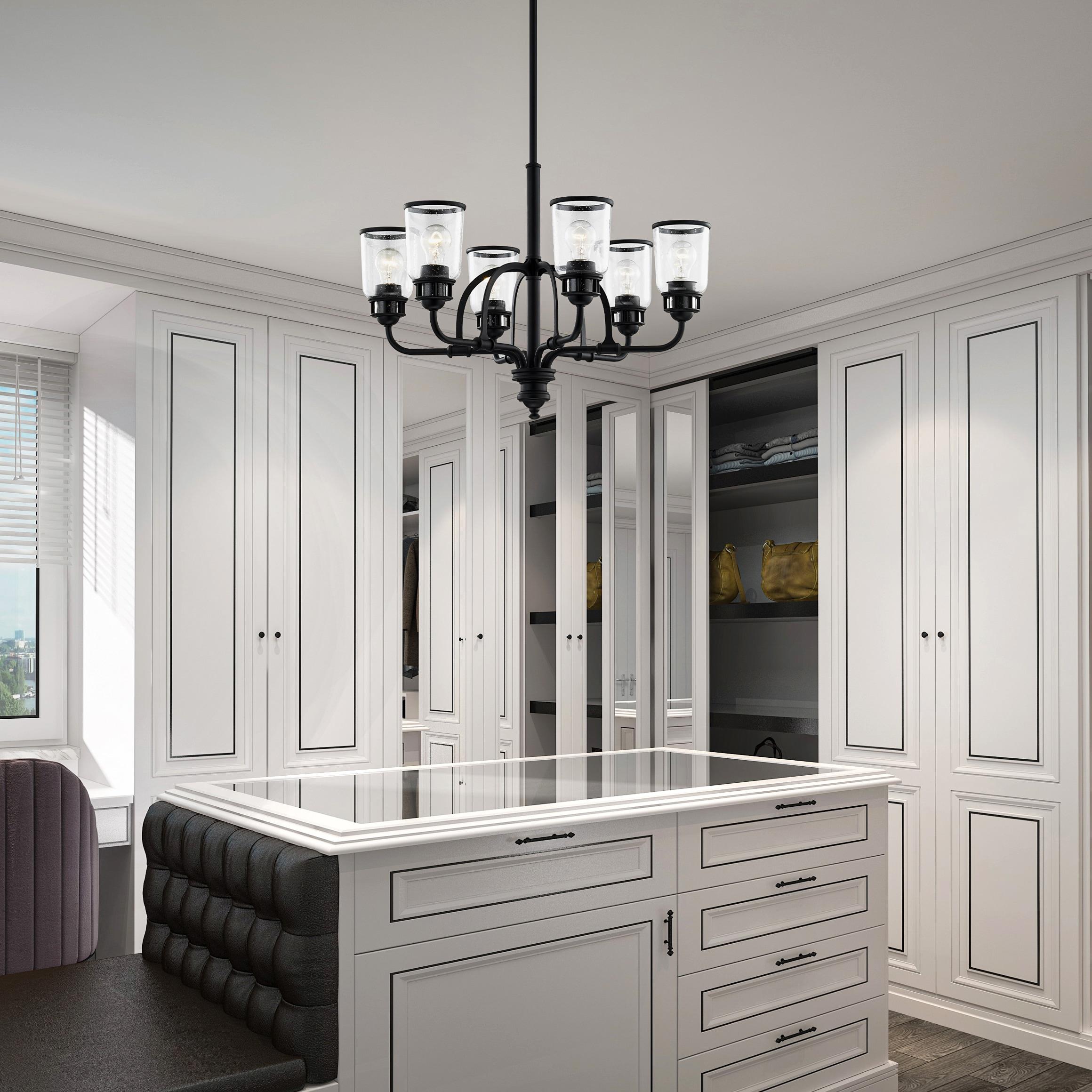 Livex Lighting Lawrenceville 6 -Light Matte Black Traditional For Use in Bathrooms, Bedrooms, Dining Rooms, Foyers, Kitchens, Living Rooms Chandelier