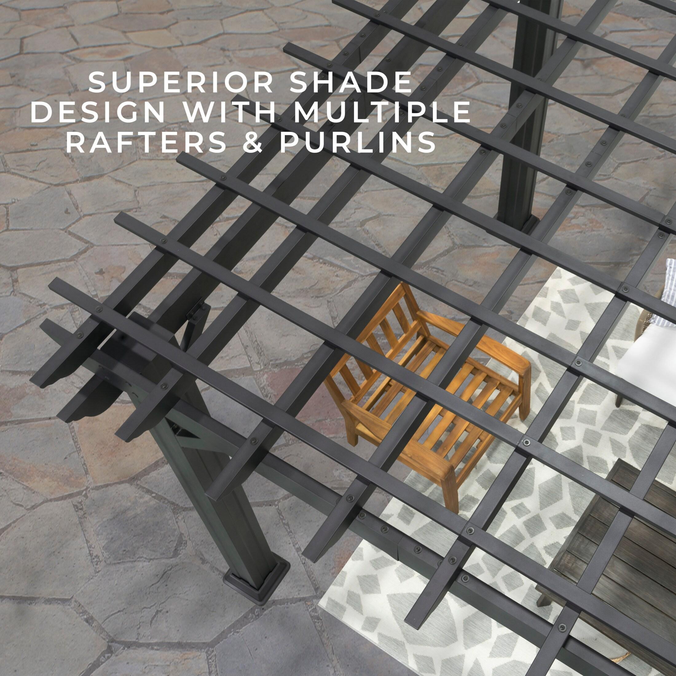 Backyard Discovery Stratford 14x10' Galvanized Steel Pergola, Shade Sail Canopy, PowerPort