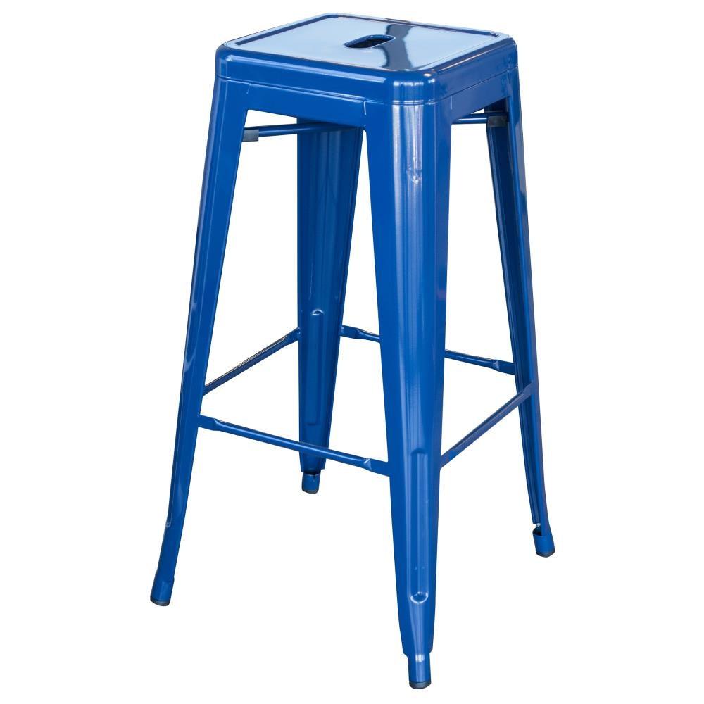 Loft Series Contemporary 30" Blue Metal Stackable Bar Stool