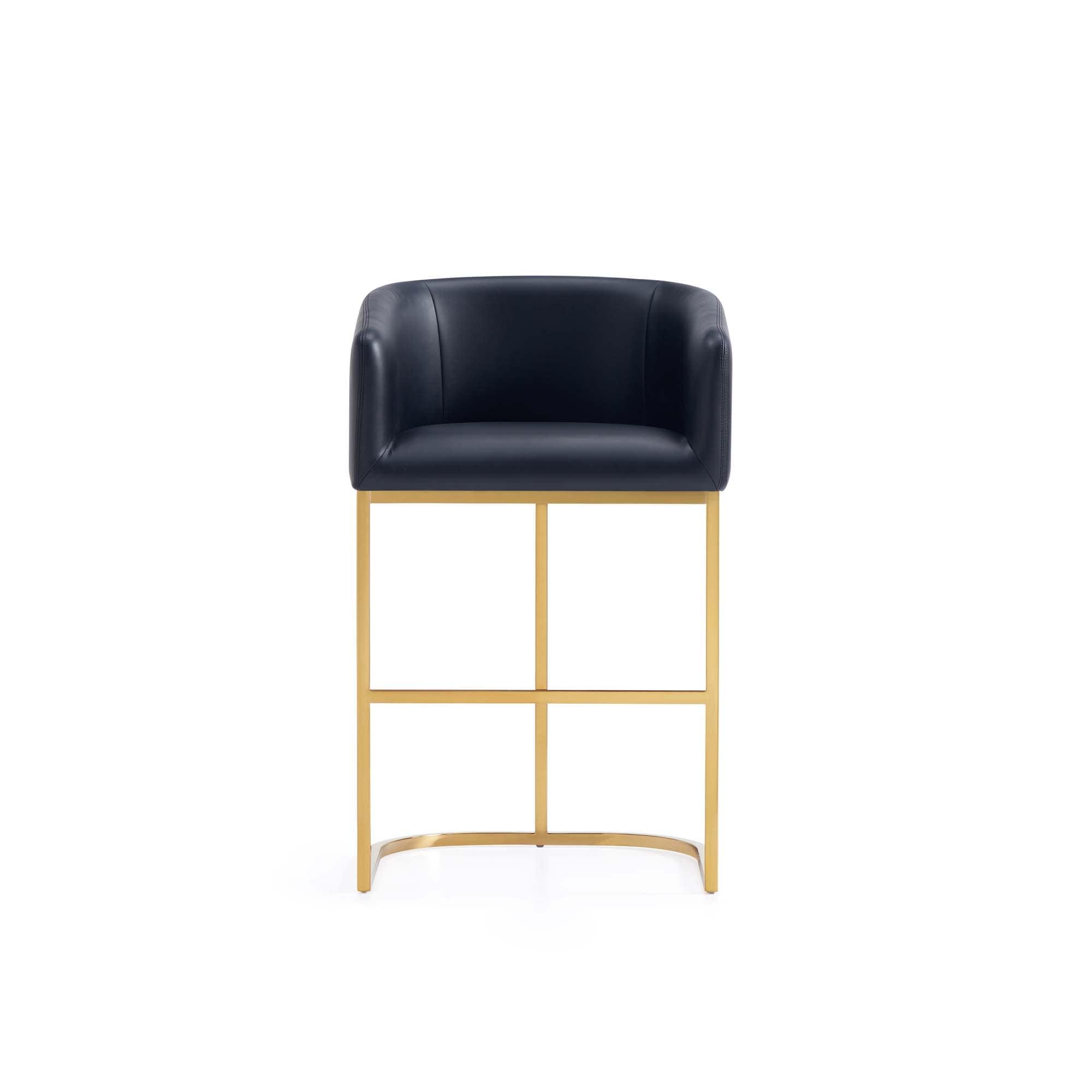 Manhattan Comfort Louvre Counter Height Barstool Black/Titanium Gold