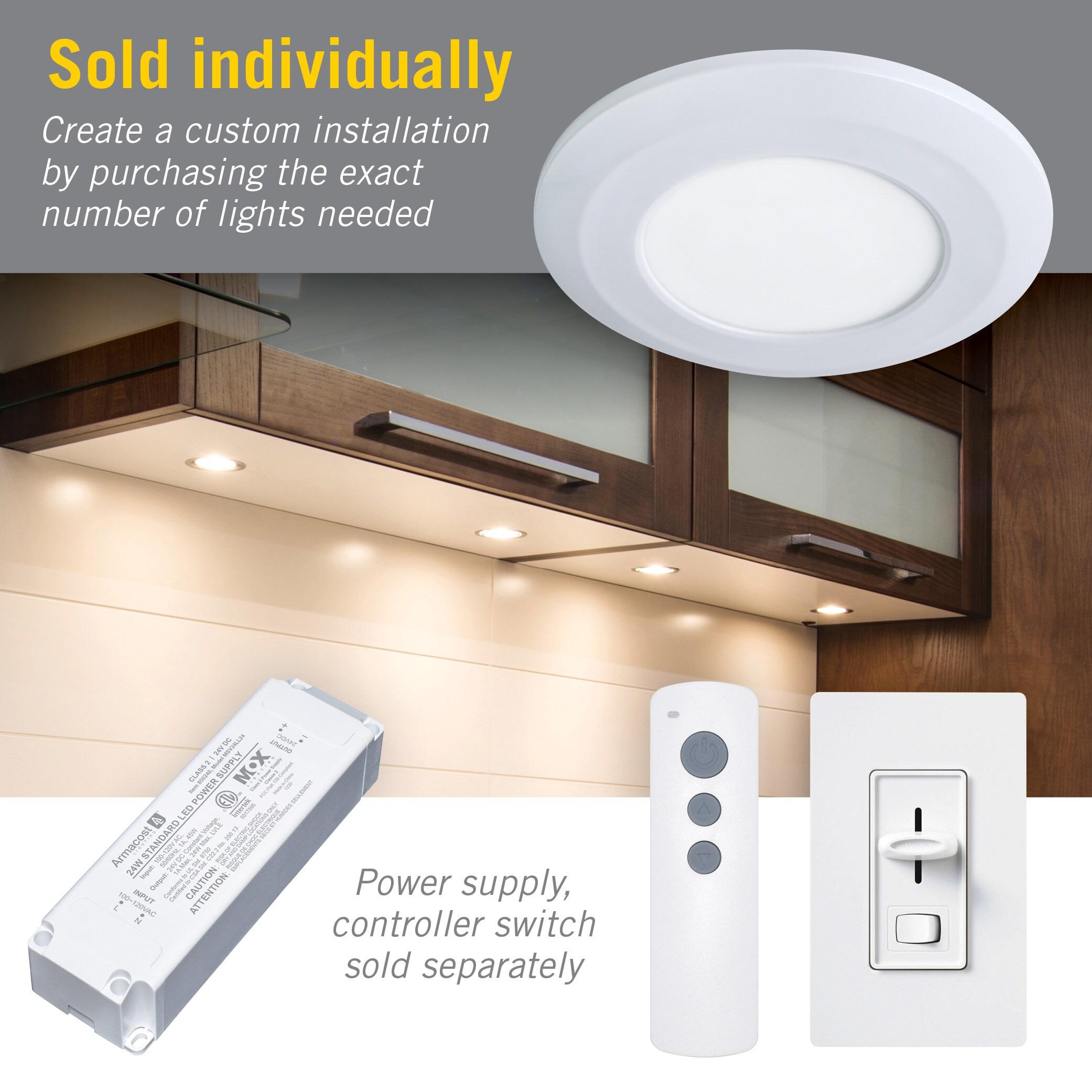 Wafer Thin Under Cabinet LED Puck Light, 2700K, Silver