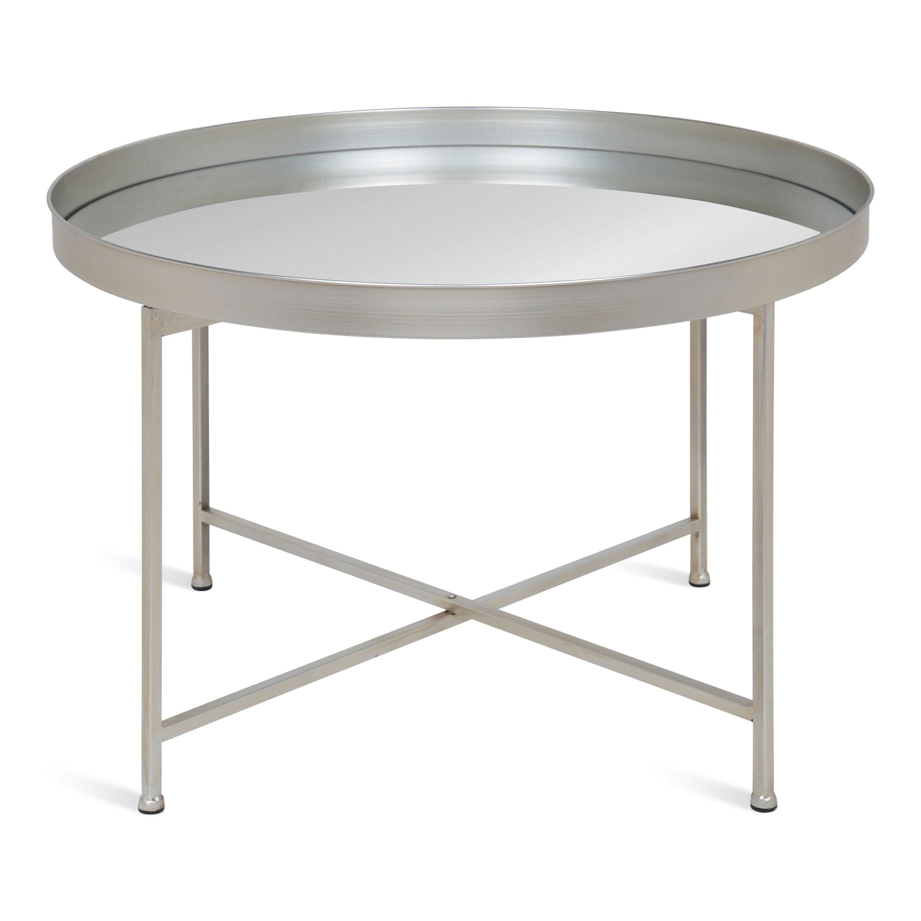 Kate and Laurel Celia Round Metal Coffee Table, 28.25x28.25x19, Silver