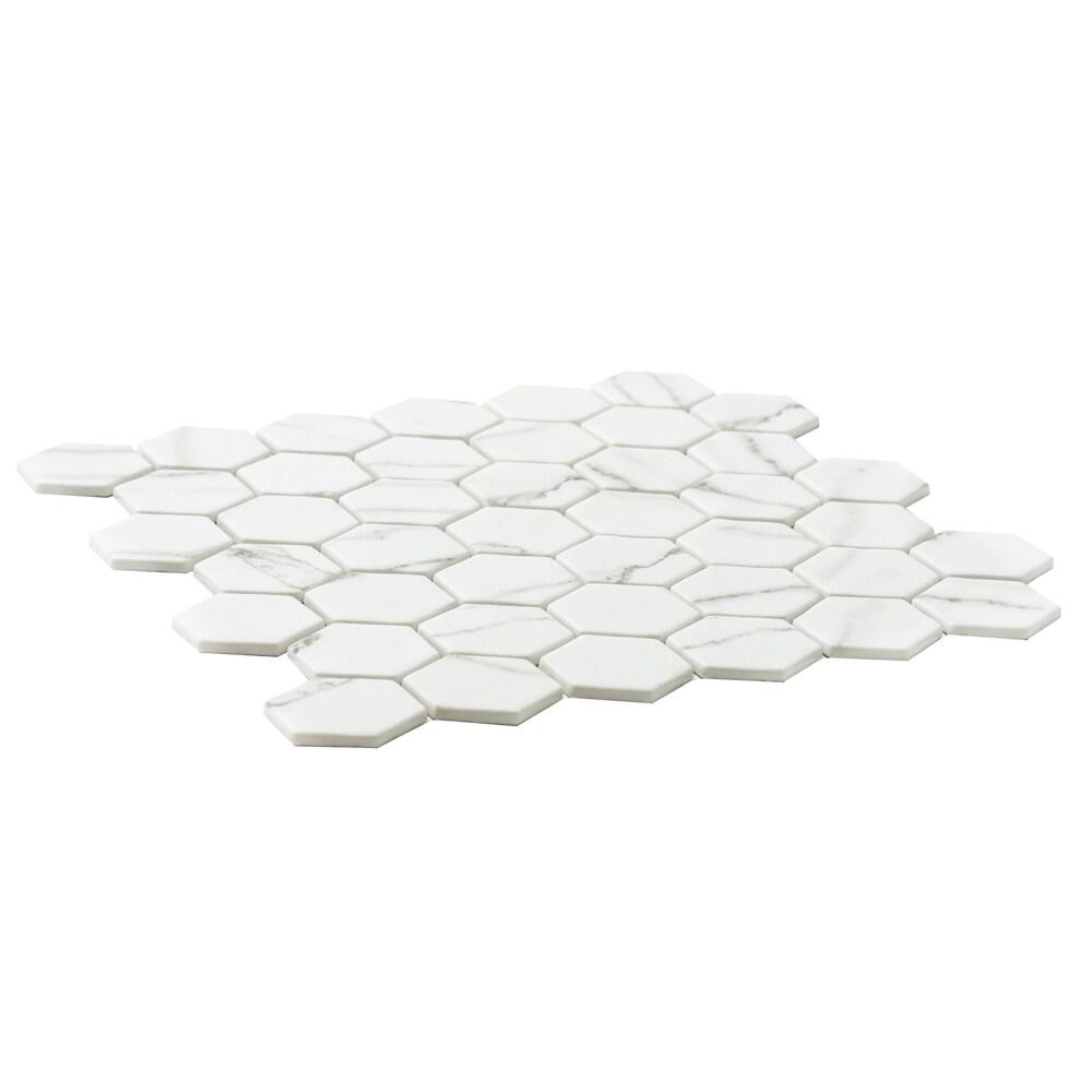 The Tile Life Eterna Big Hex Venato 12x12 Glass Mosaic Wall Tile - 1 Sheet (0.88 Sq. ft.)