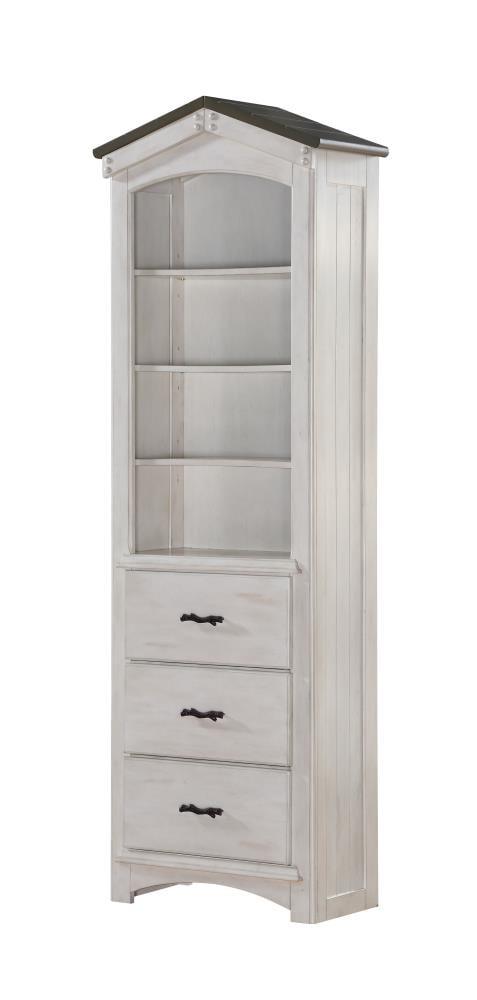 AcmeTree House Bookcase Cabinet in Weathered White and Washed Gray