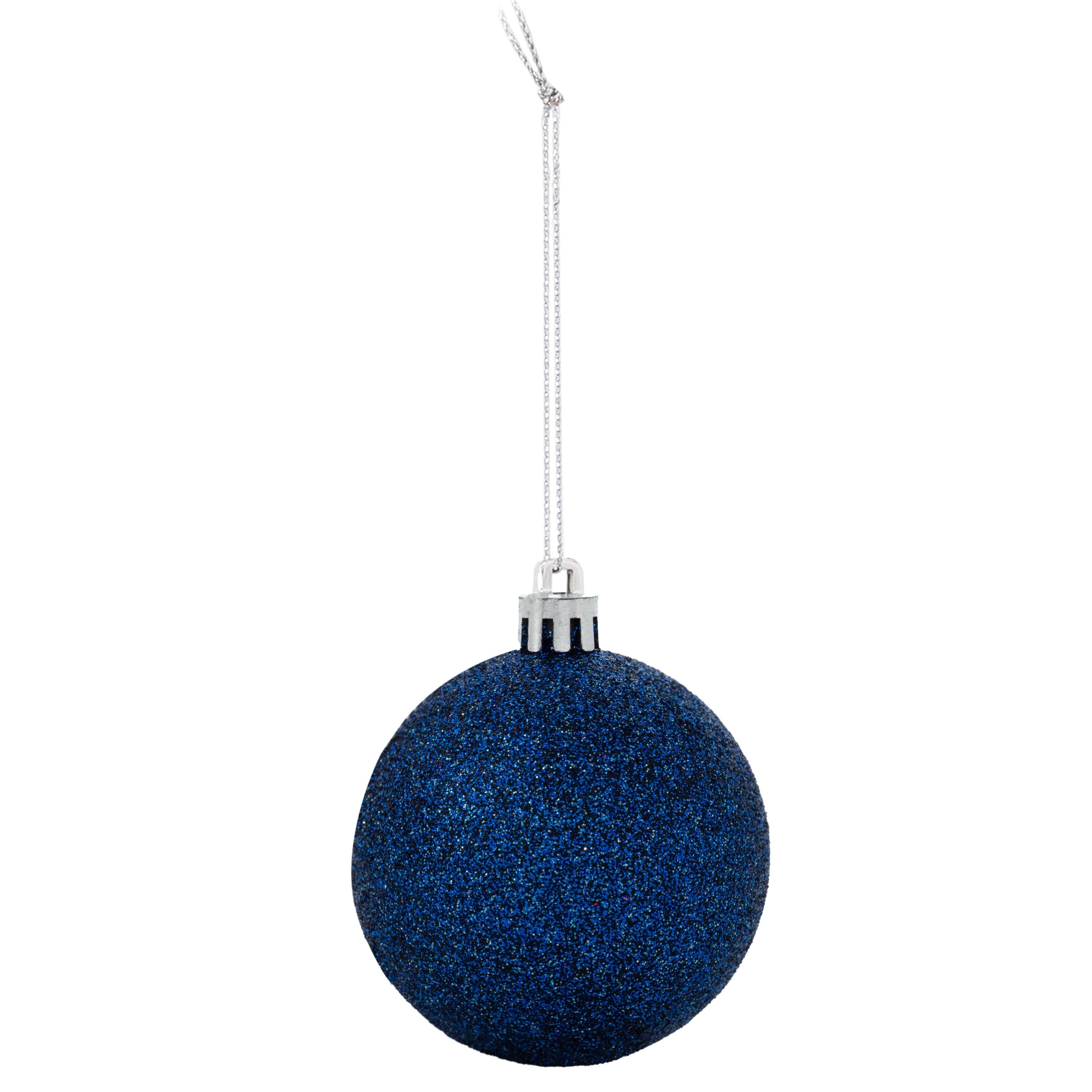 Sunnydaze Indoor Christmas Holiday Tree Shatterproof Merry Medley Ball Ornaments with Hooks - 2" - Turquoise and Blue - 24pc