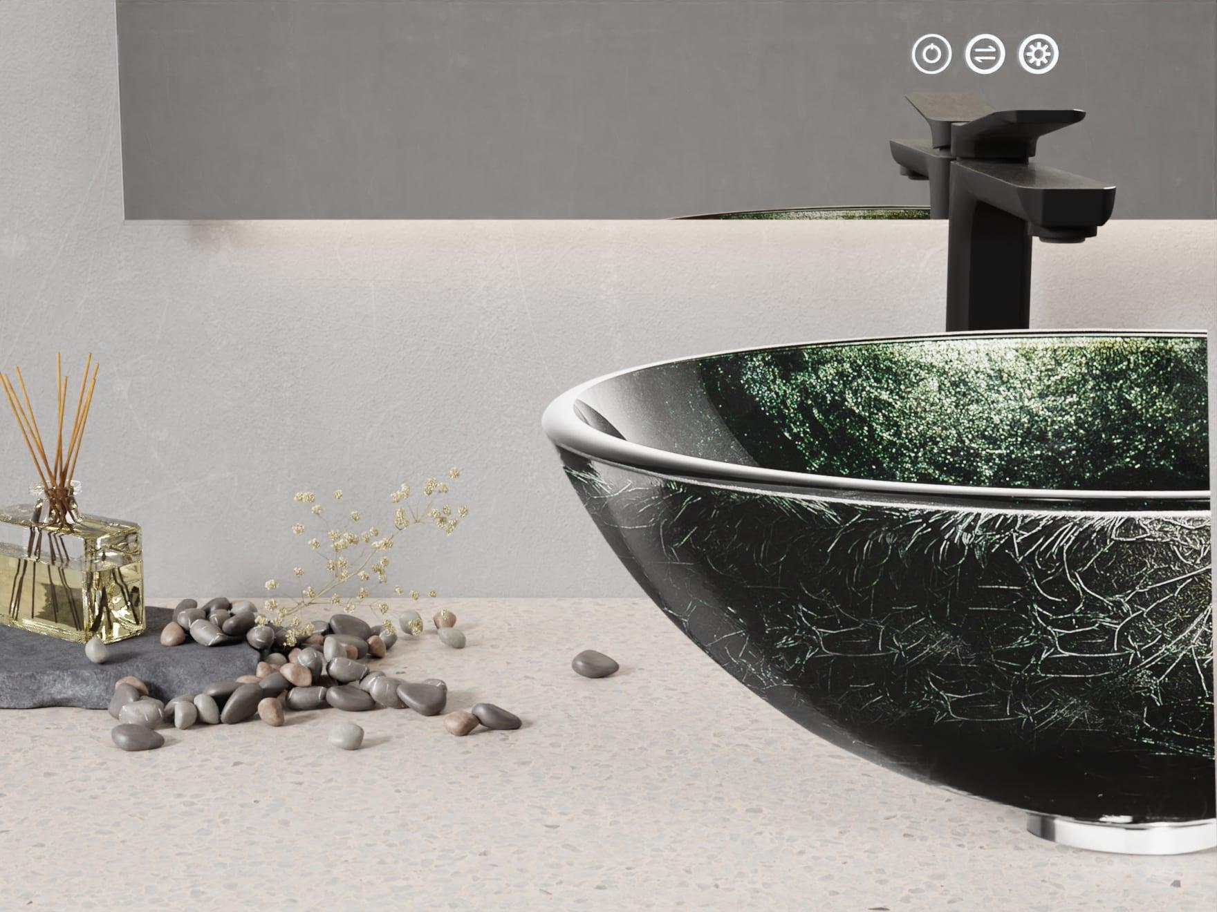 ANZZI 16.5'' Glass Circular Bathroom Sink