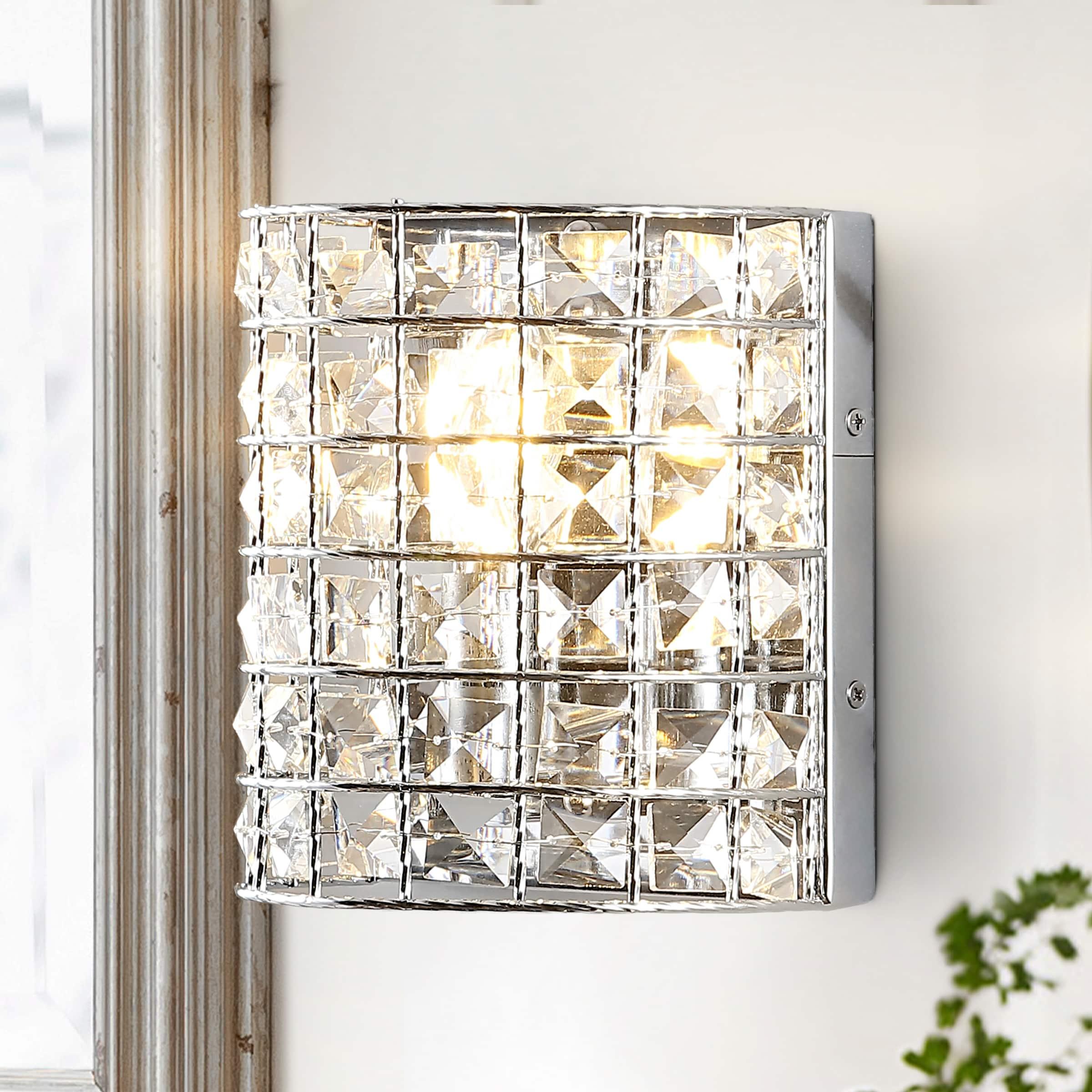 Clara Deco 6.25" 1-Light Metal/Crystal Classic Glam LED Vanity Light, Chrome