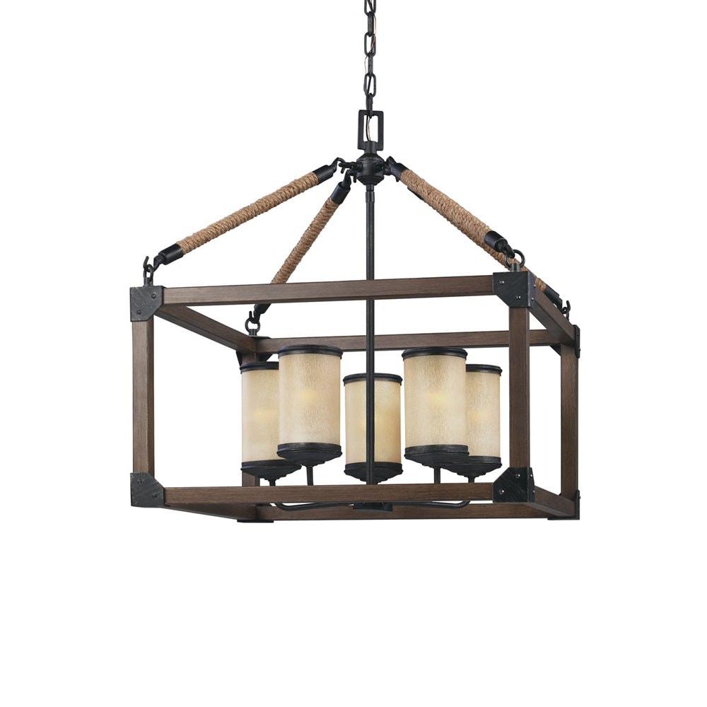 Stardust Finish 5-Light Chandelier with Creme Parchment Glass Shades