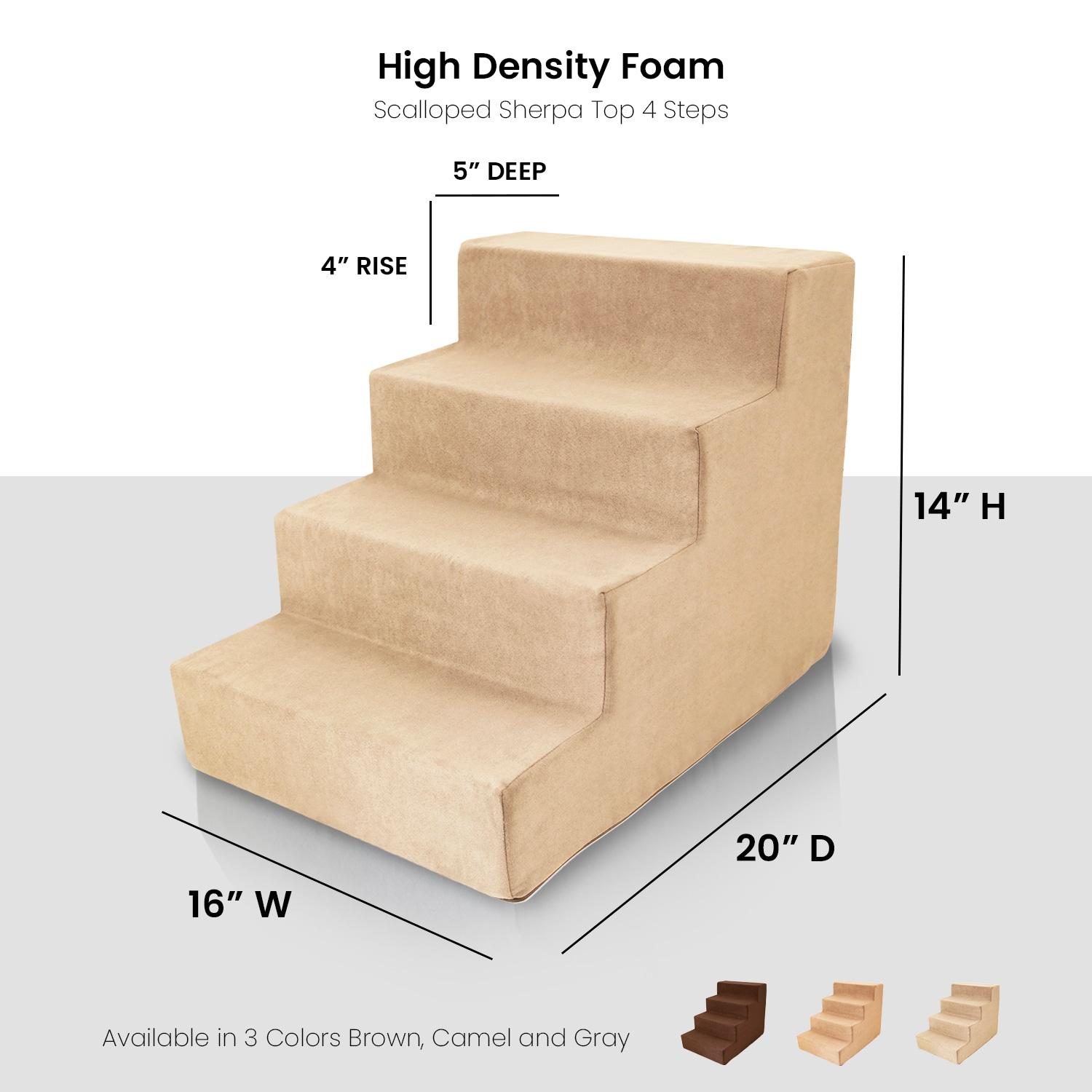 Precious Tails High Density Foam 4 Steps Dog Stairs - Camel