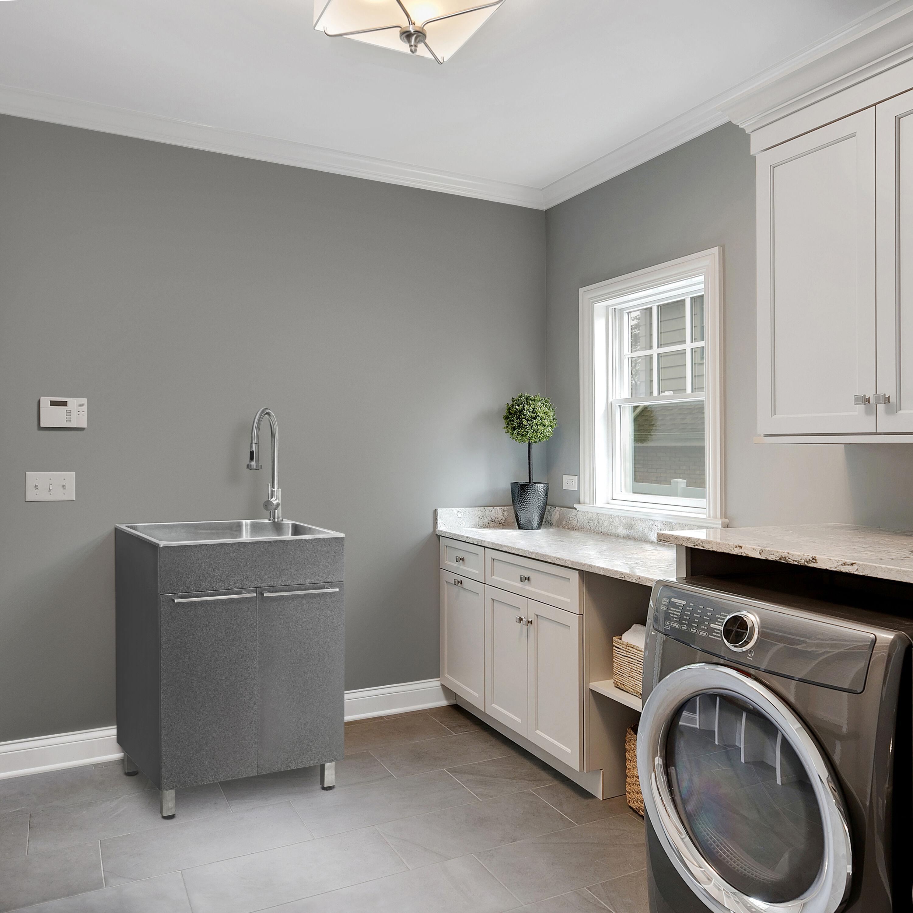 All-In-One 24.1" L x 21.3" W Free Standing Laundry Sink with Faucet