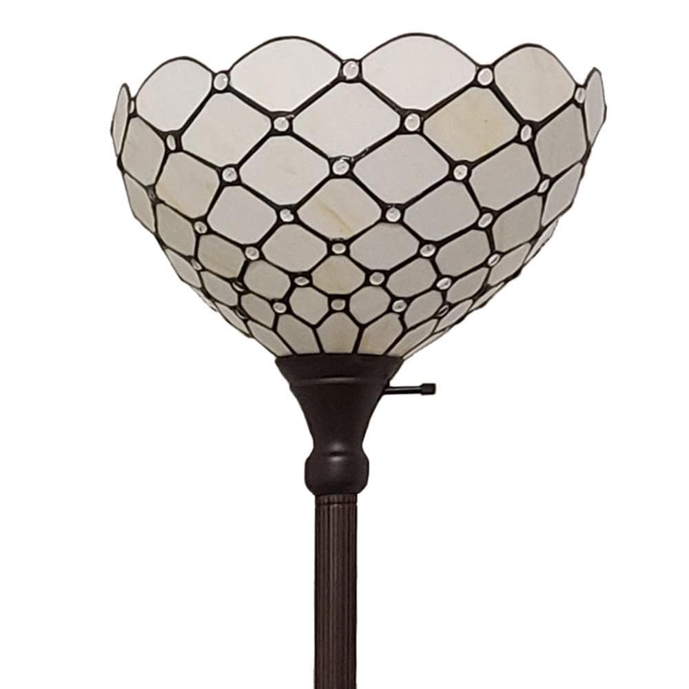 Tiffany Style Jeweled Torchiere Floor Lamp - 72" Tall