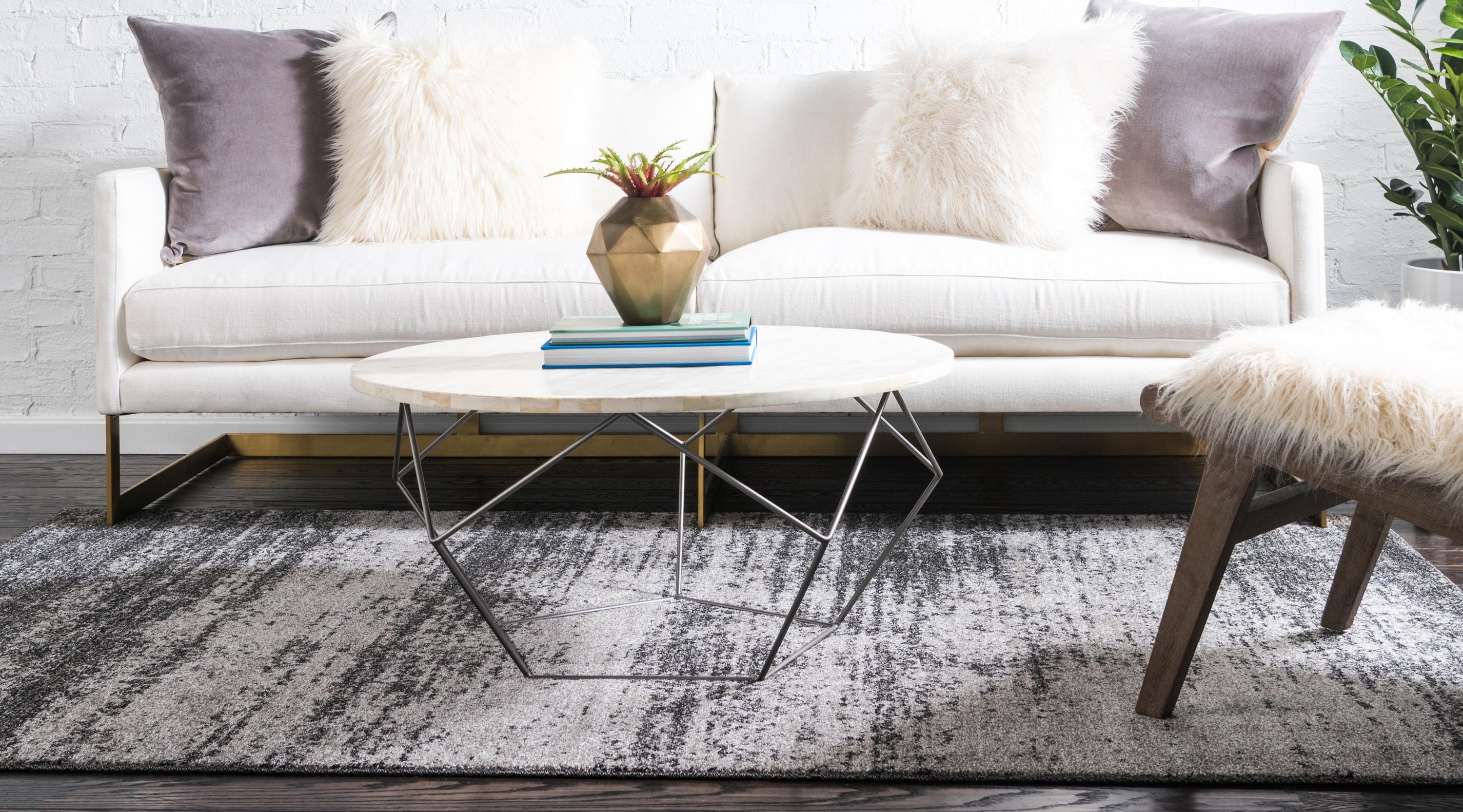 Unique Loom Del Mar Collection Area Rug - Lucille (7' 10" x 11' Rectangle Dark Gray/Ivory)