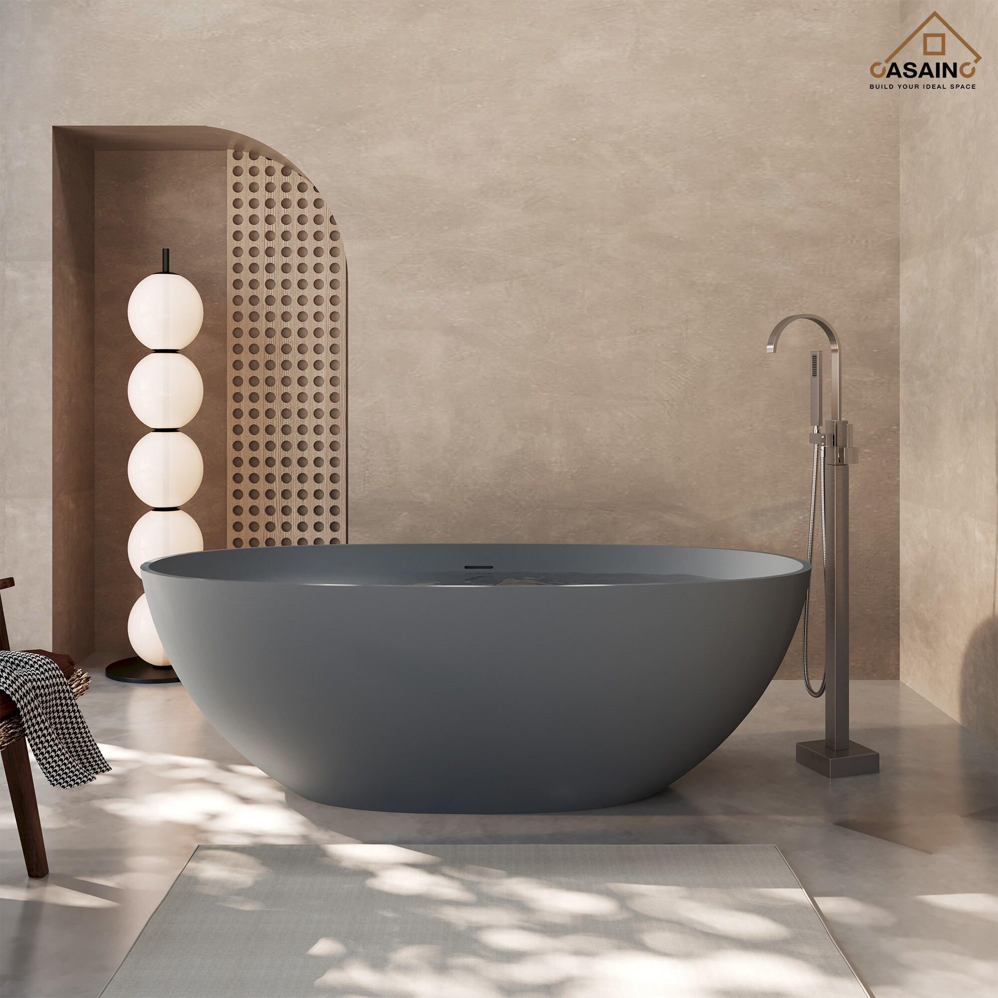 67'' x 33.5'' Freestanding Soaking Solid Surface Bathtub