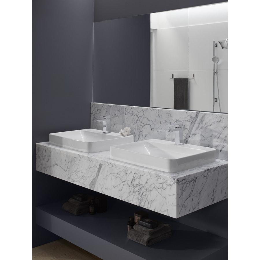 Vox® Vitreous China Rectangular Vessel Bathroom Sink with Overflow