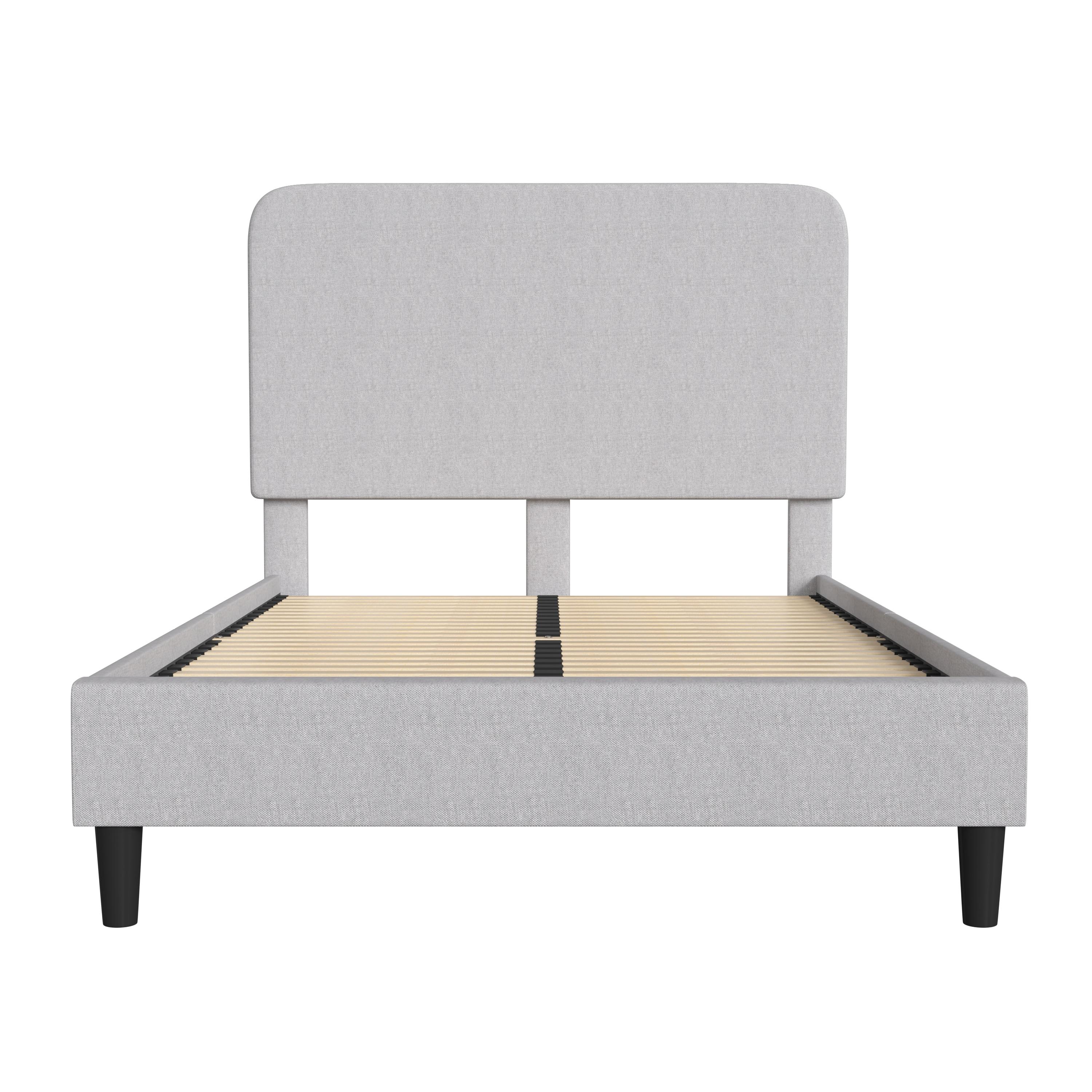 Flash Furniture Addison Fabric Upholstered Platform Bed, Light Grey, Full