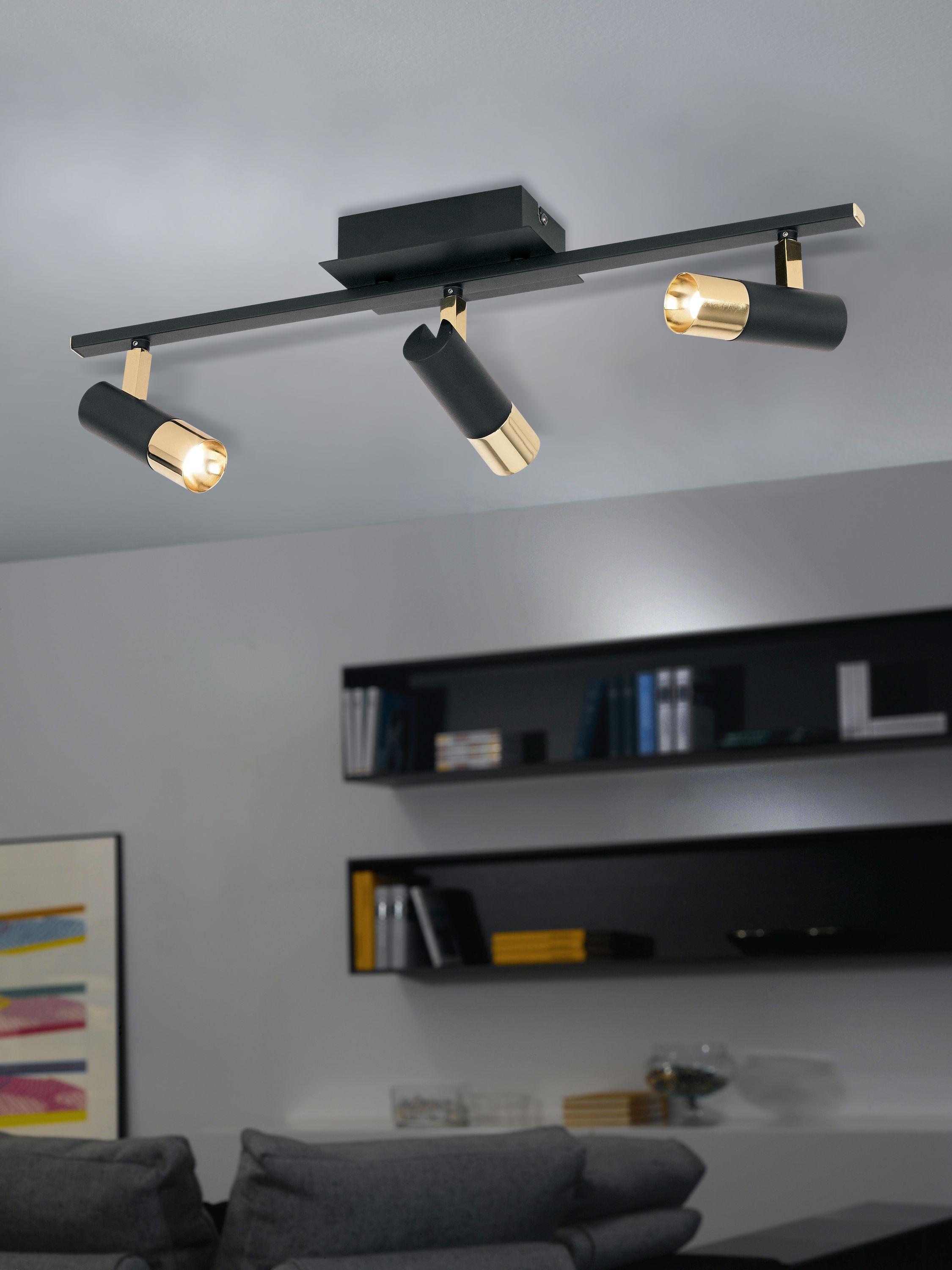 Tomares Warm Light Wood and Black 3-Light LED Track Light