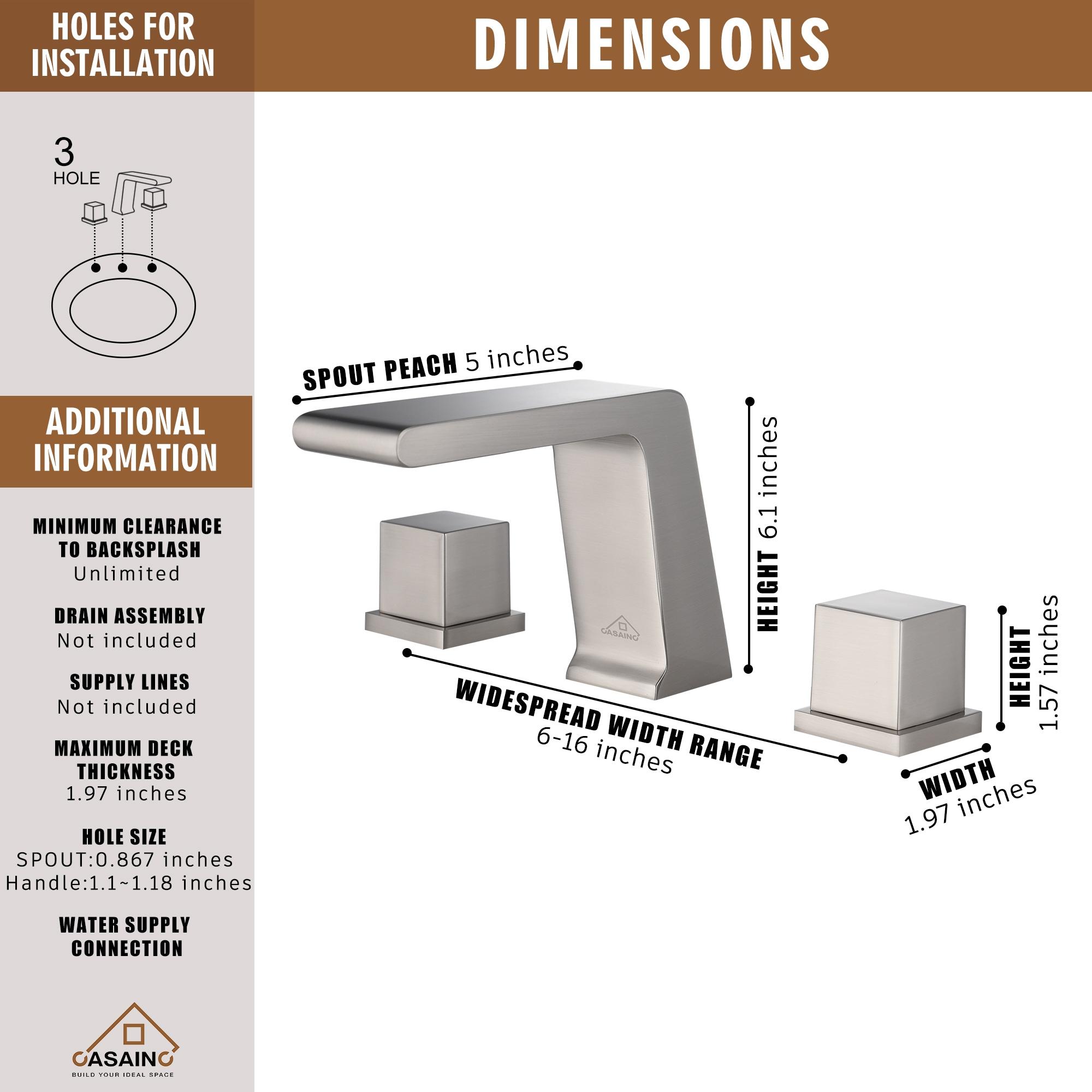 Widespread Faucet 2-Handle Bathroom Faucet with 3 Holes and Pop Drain