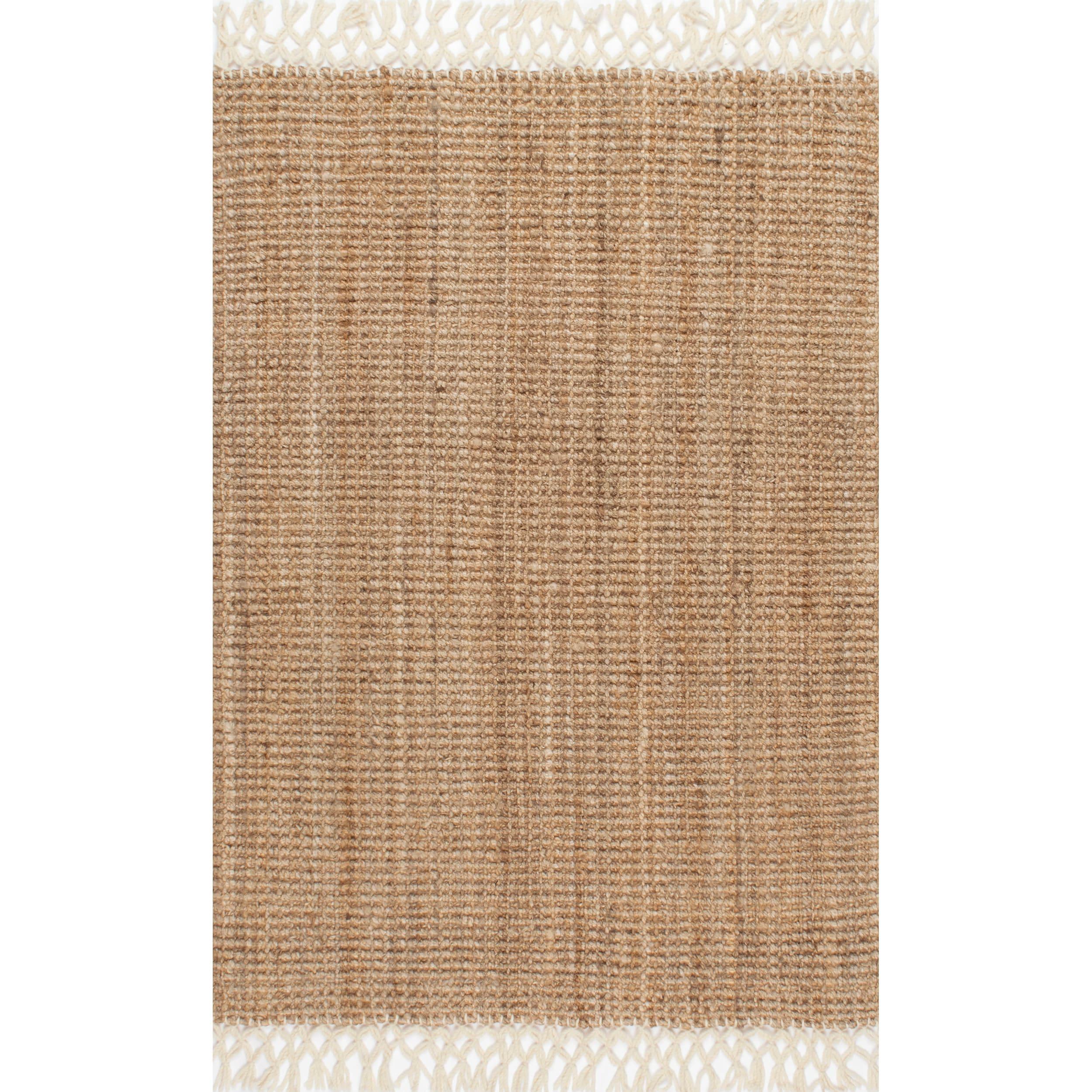 Nuloom Raleigh Solid 8 Square Wool Jute Indoor Area Rug for Dining Room Rug Neutral Rug Living Room Rug Kitchen, Natural