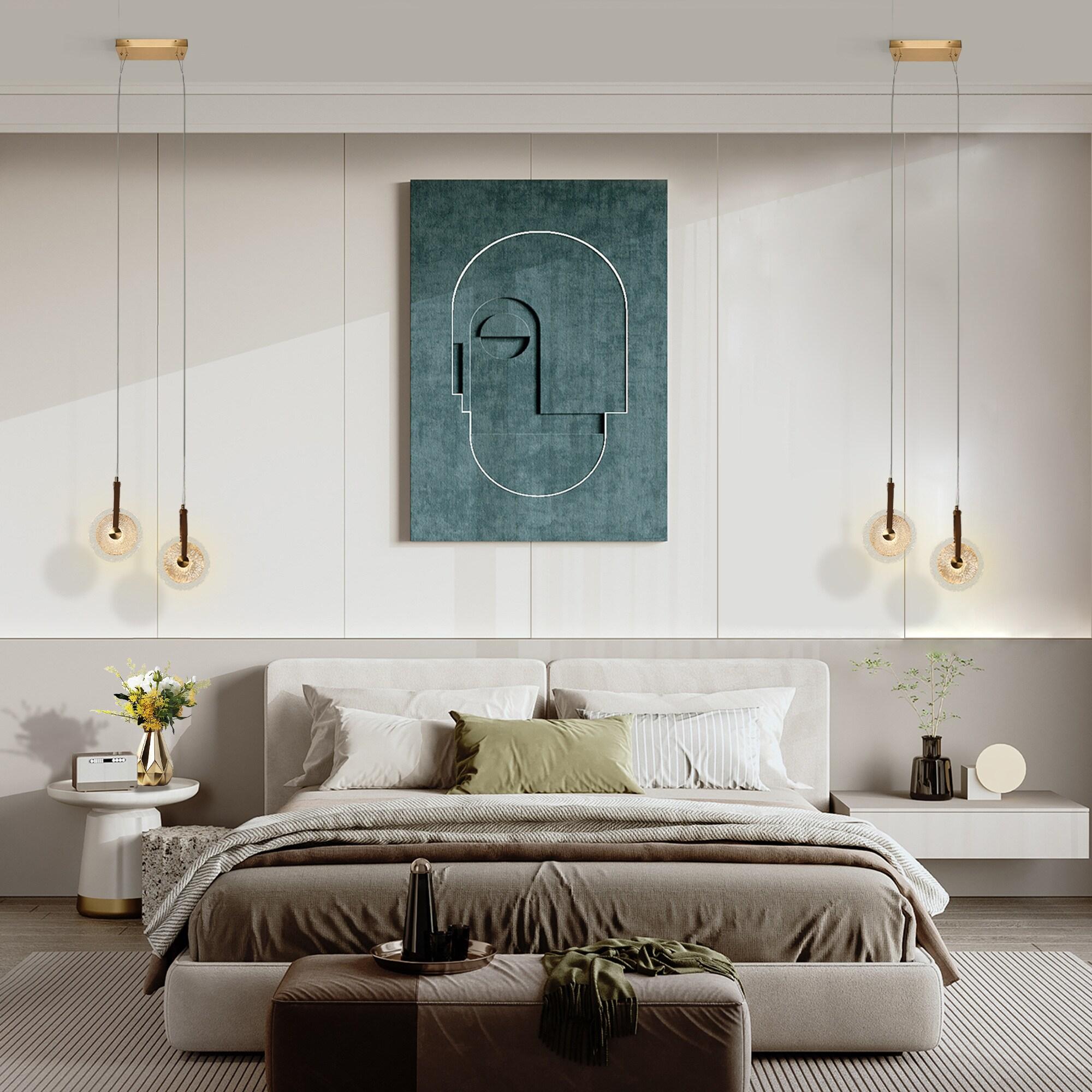 LNC Modern Gold LED 2-Light Chandelier Art Disc Design Pendant Lights for Kitchen Island Foyer