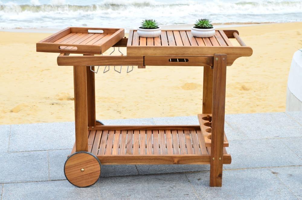 Orland Outdoor Tea Trolley PAT7010 - Natural - Safavieh