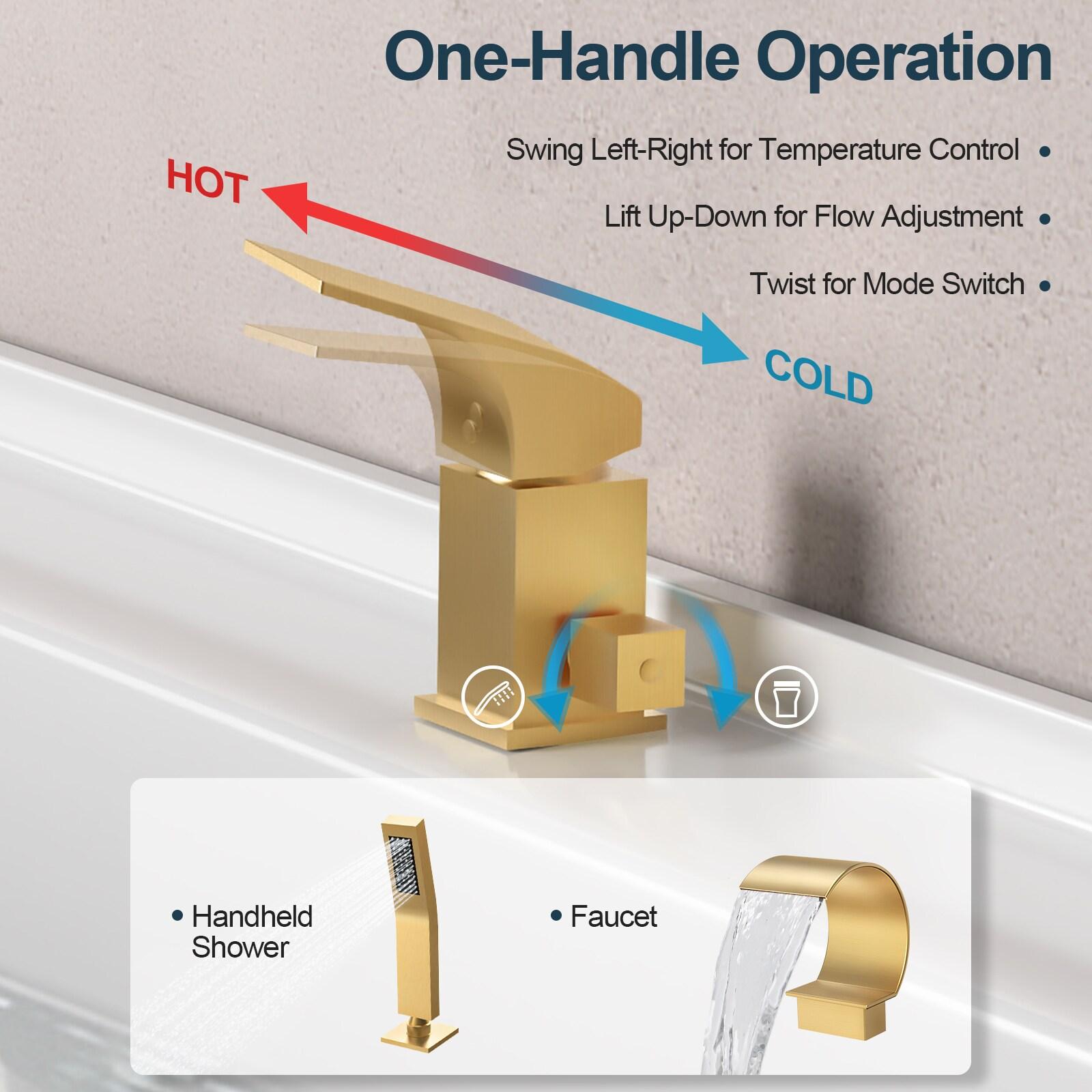 GRANDJOY Complete Shower System, 10" and 6" Dual Wall Mount Rain Shower Faucets with Handheld Shower Spray, High Pressure in Brushed Gold