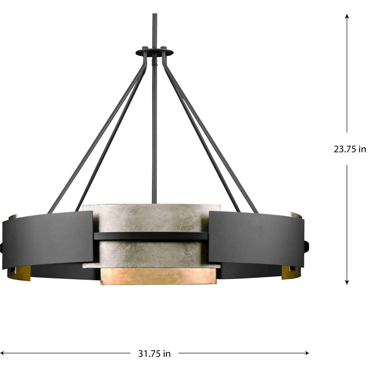 Progress Lighting Lowery 6-Light Chandelier, Matte Black, No Shade