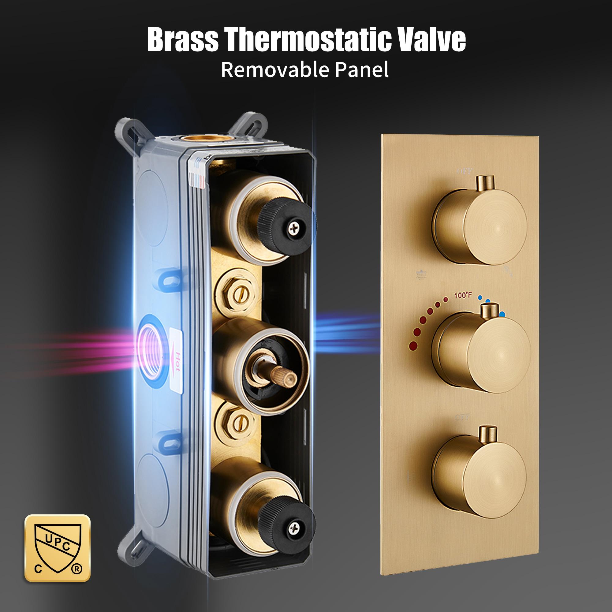 mondawe Herathena 3 Functions Wall Mounted Luxury Shower System with 6 Body Jets (Rough-in Valve Included) WF6310-12BG-WM