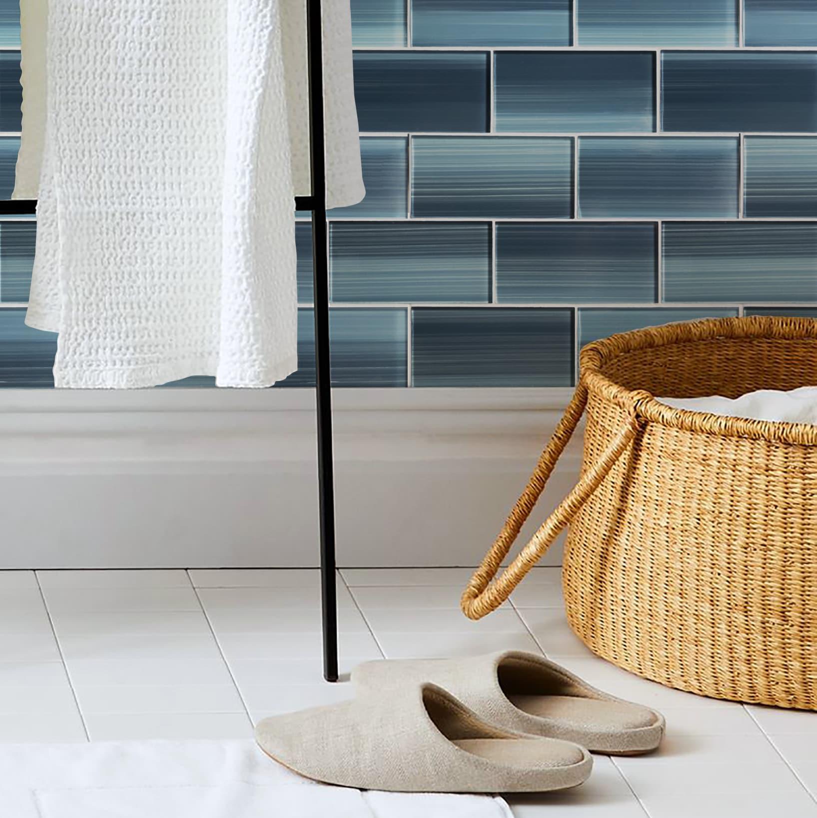 Premium Hand Painted 3" x 6" Straight Edge Glass Mosaic Subway Tile