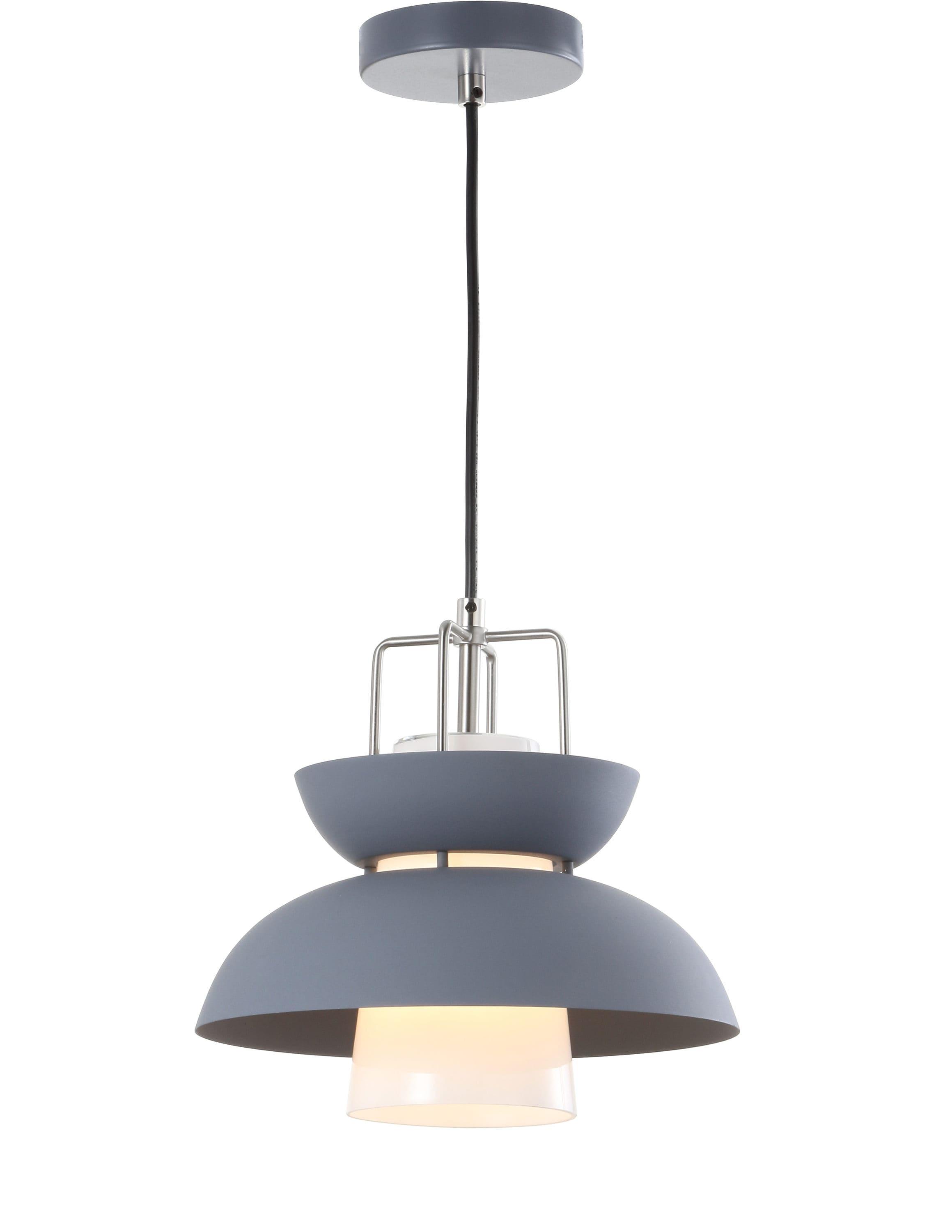Paul 11" Farmhouse Metal LED Pendant, Gray