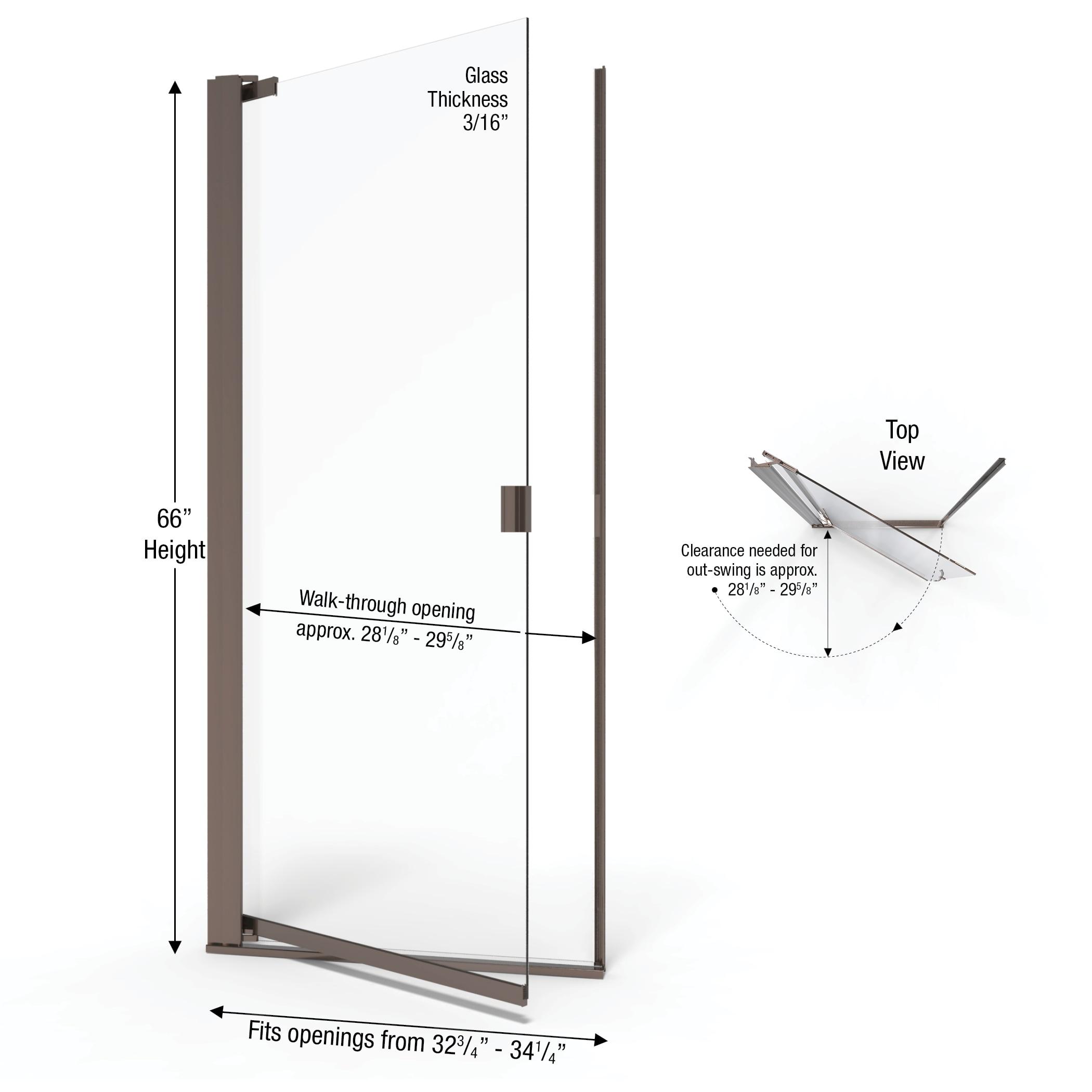Armon 32.75" W x 66" H Pivot Semi-Frameless Shower Door