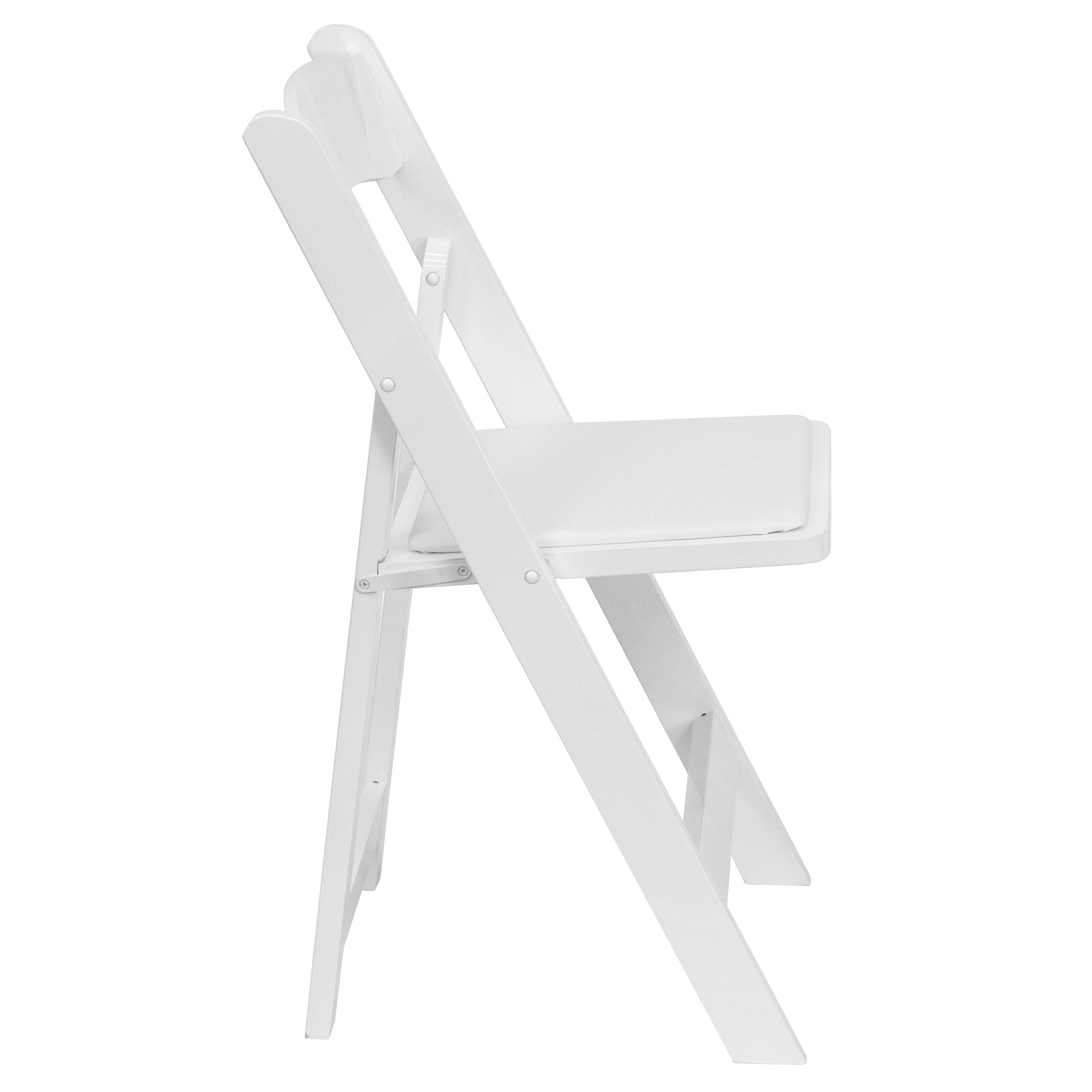 Flash Furniture 2 Pack HERCULES Series White Wood Folding Chair with Vinyl Padded Seat