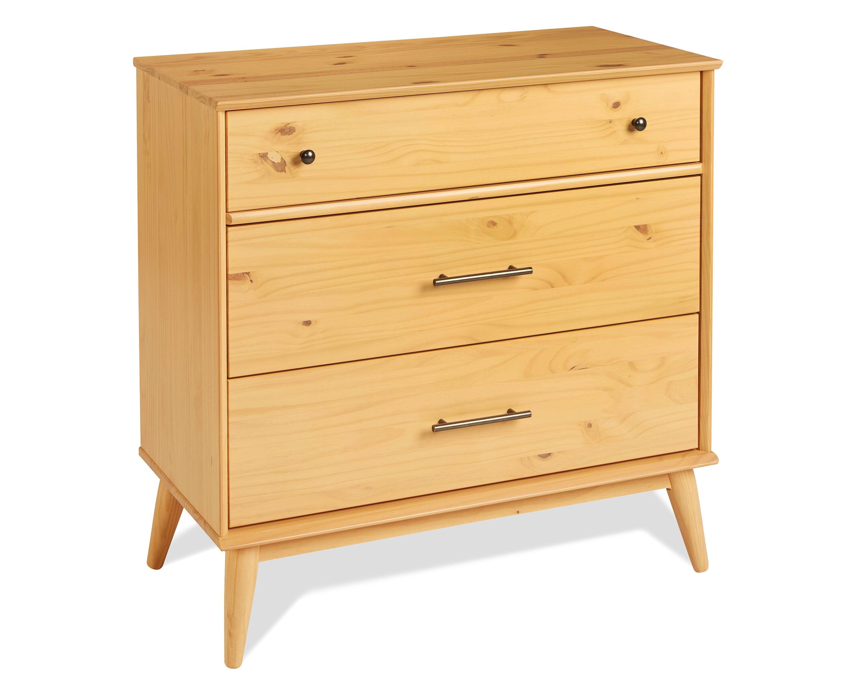 Mid Century Three Drawer Dresser - Scandinavian Oak Finish