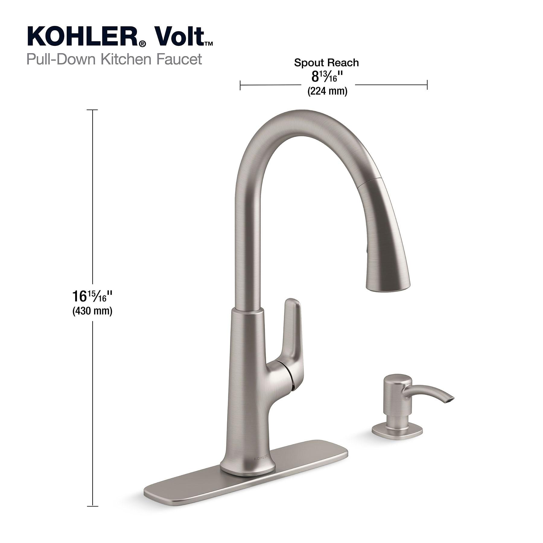 Volt Stainless Steel Pull-Down Kitchen Faucet with Soap Dispenser