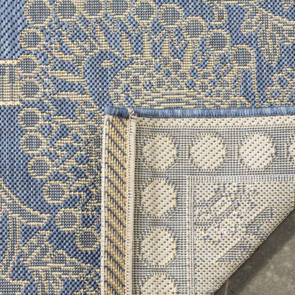 SAFAVIEH Courtyard Cooper Floral Indoor/Outdoor Area Rug, 9' x 12', Blue/Natural