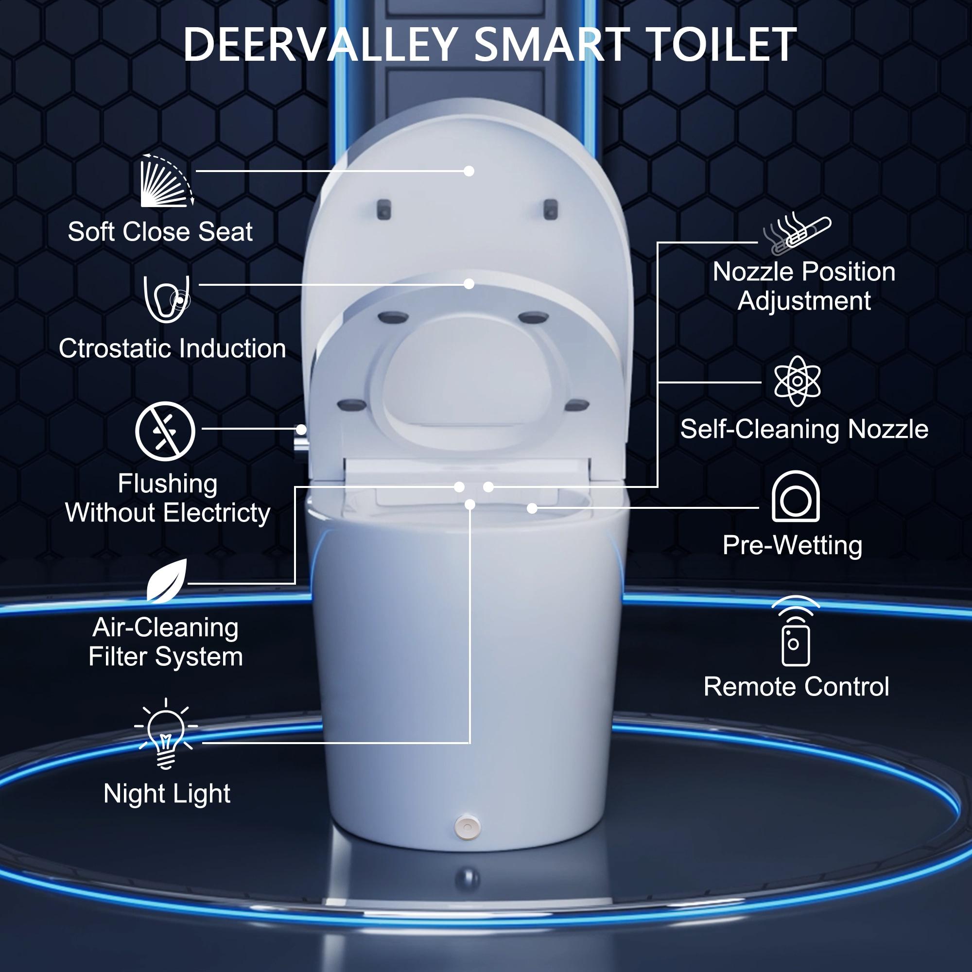 Smart Toilet with Bidet Wash Auto Sensor Flush Kick Flush Heated Seat Warm Wash(Remote Included)