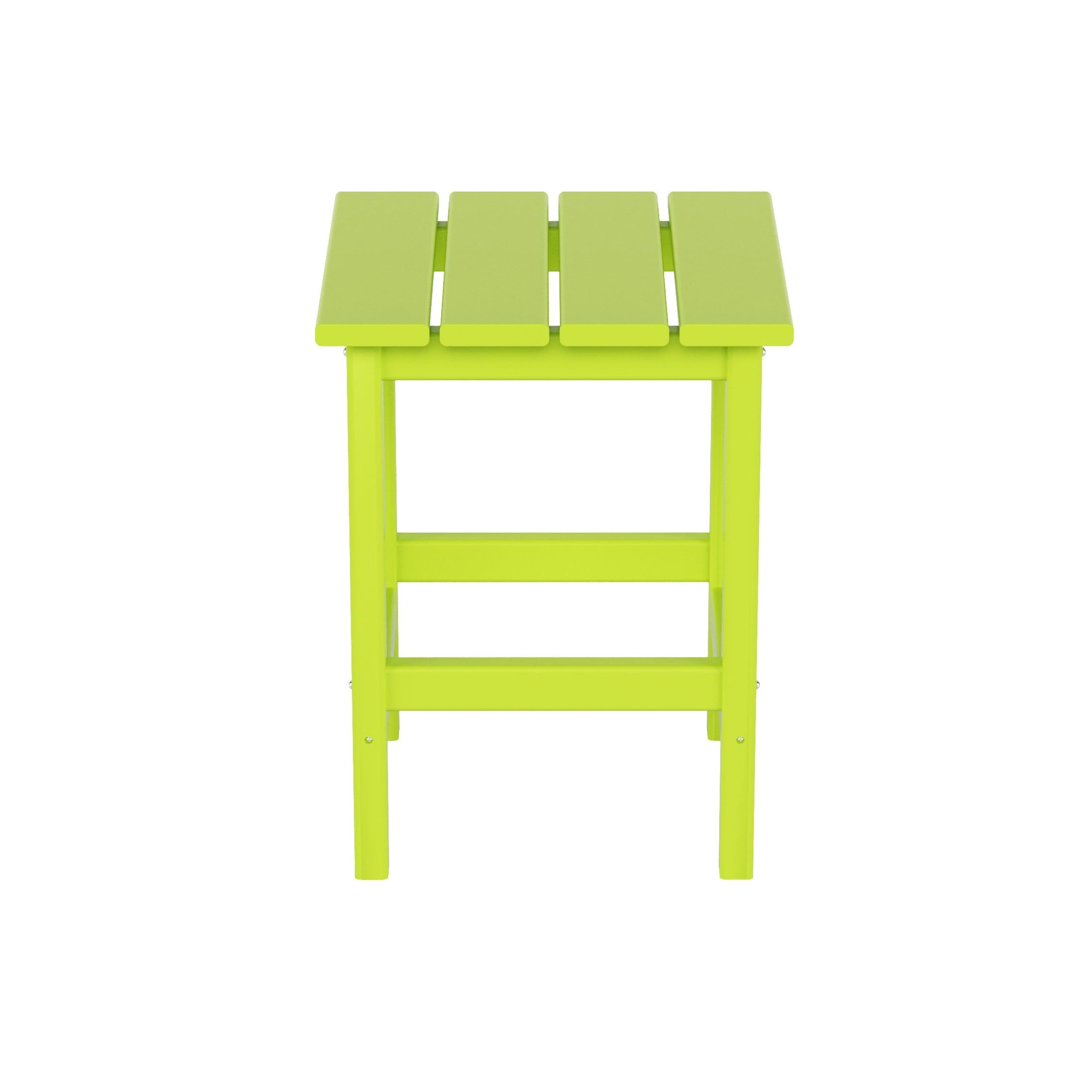 Polytrends  Laguna Hdpe All Weather Outdoor Patio Square Side Table Lime