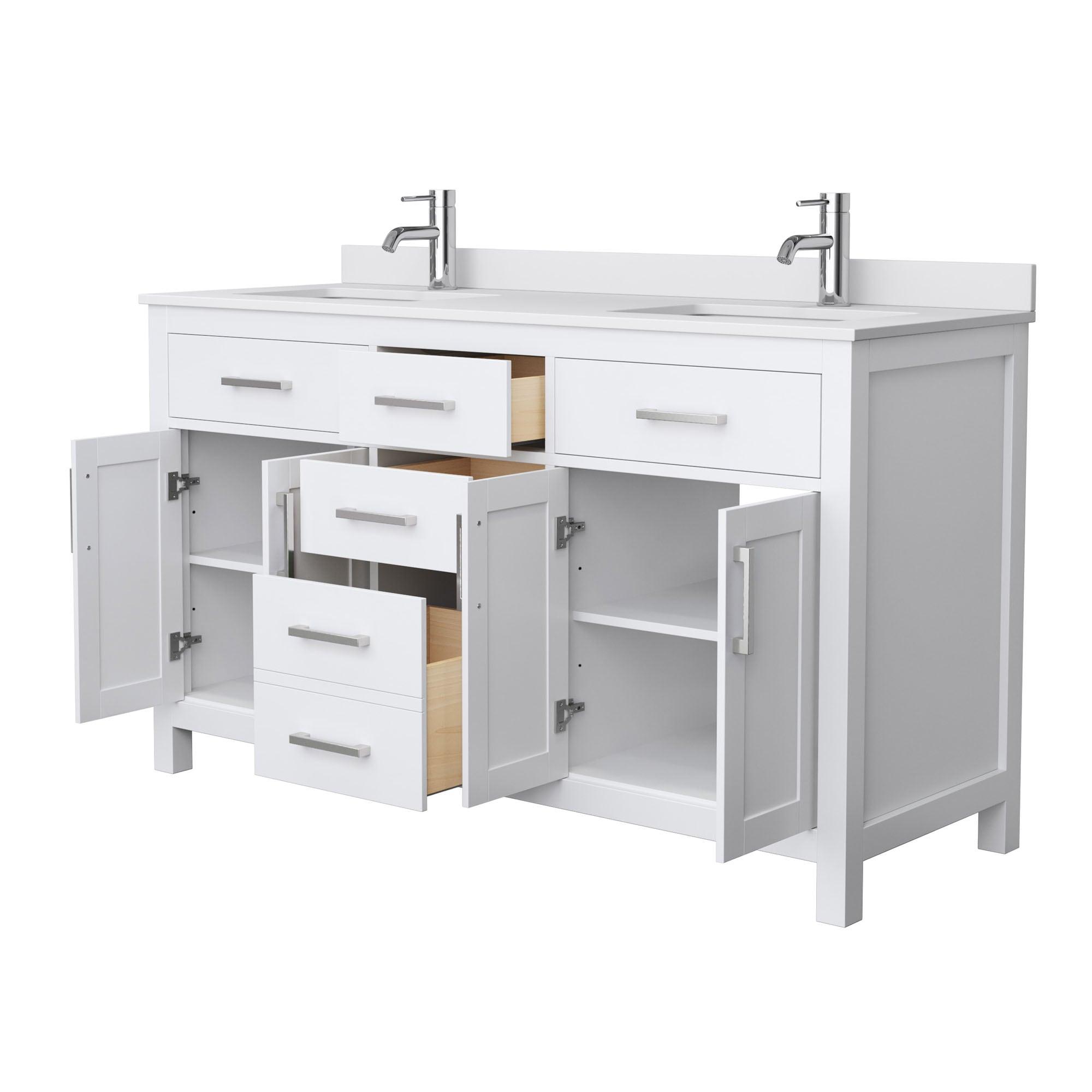 Beckett 60" Freestanding Double Bathroom Vanity with Cultured Marble Top