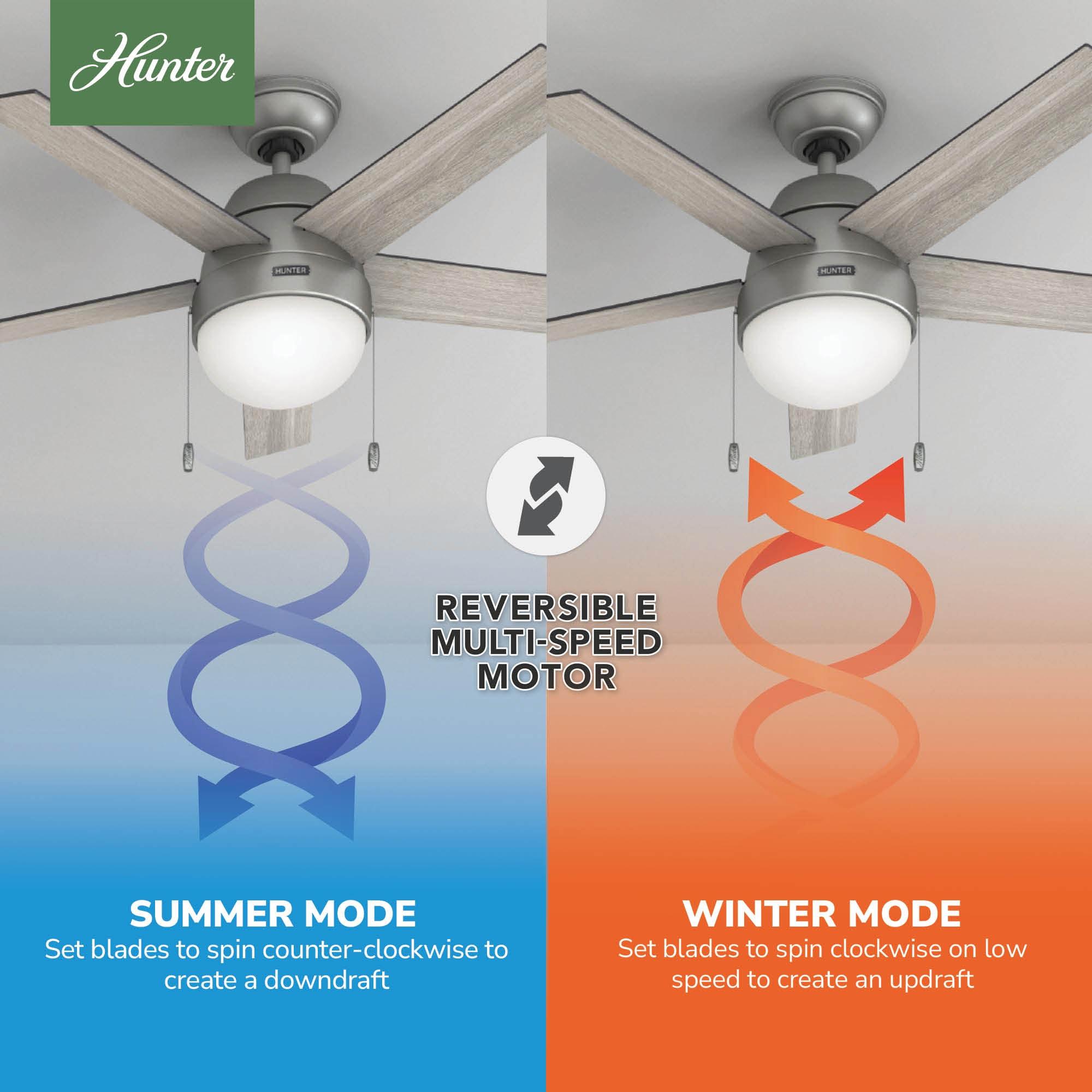 Hunter Fan 46" Anslee Standard Ceiling Fan with Pull Chain and Light Kit Included