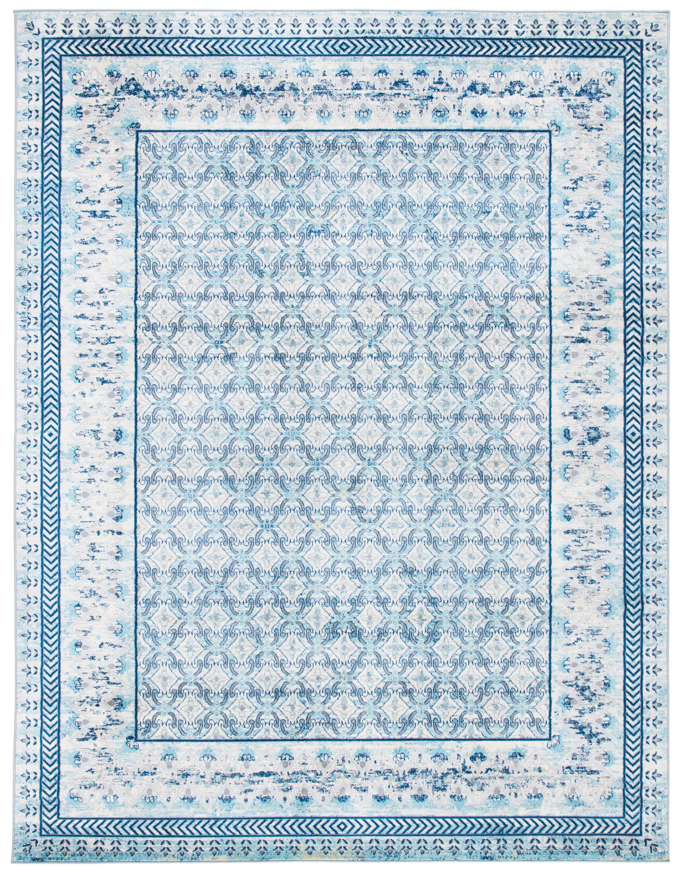 Brentwood BNT899 Power Loomed Indoor Area Rug - Ivory/Aqua - 8'x10' - Safavieh