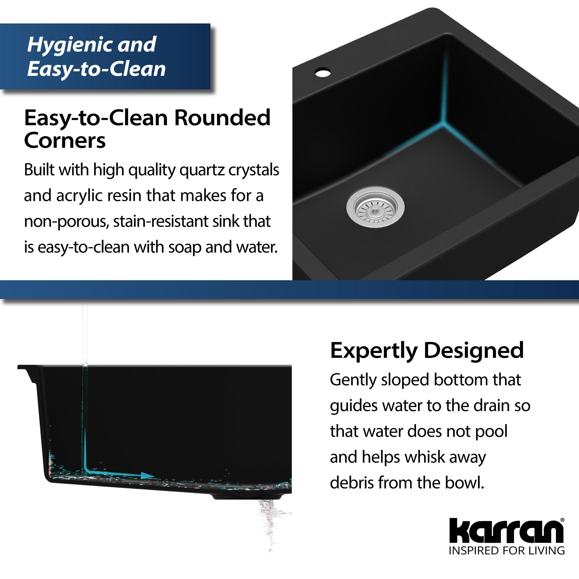 Karran Quartz 25'' X 22'' Single Bowl Drop-in Kitchen Sink