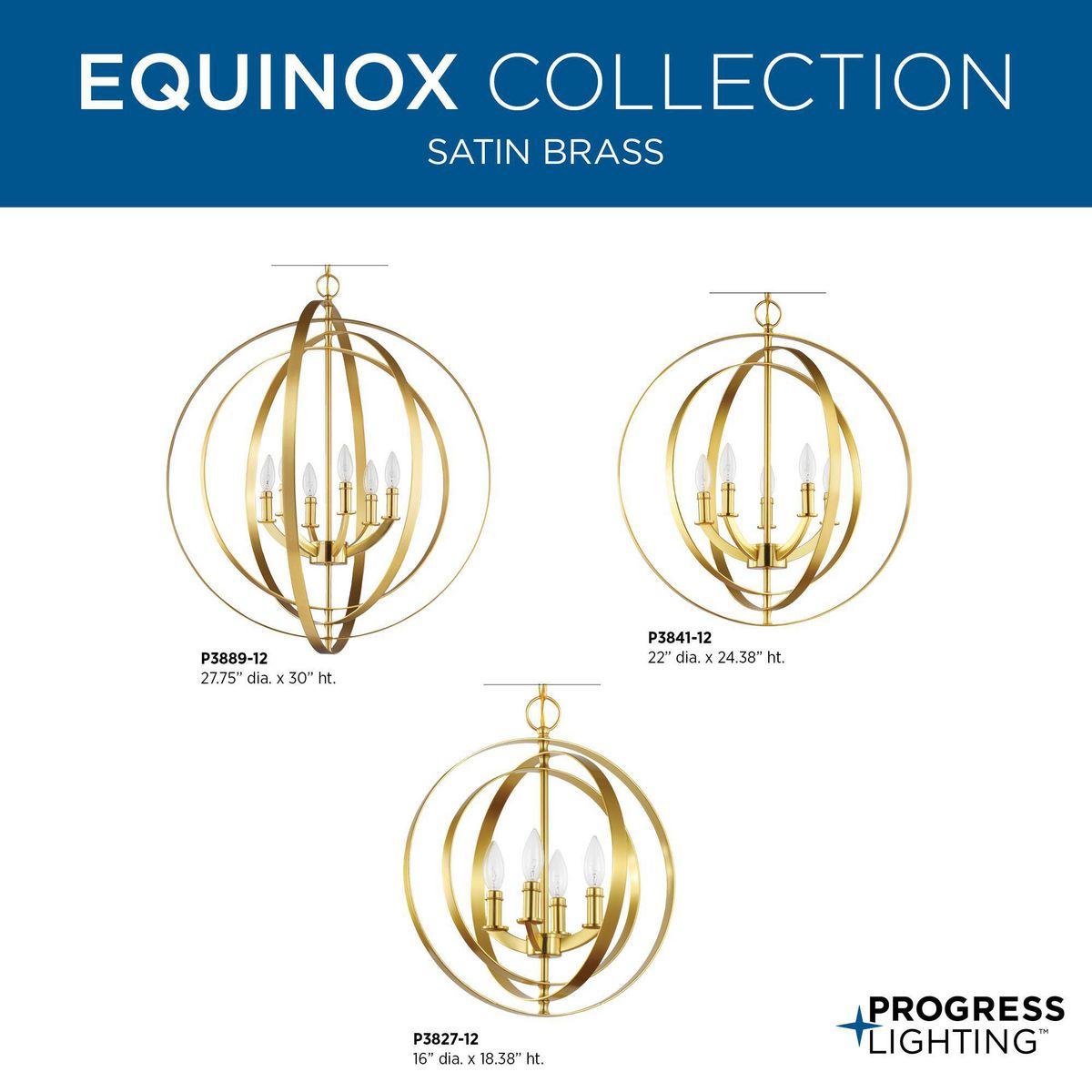 Progress Lighting Equinox 6-Light Chandelier Pendant, Steel, Black Finish, Armillary Sphere Design, Polished Chrome Shade