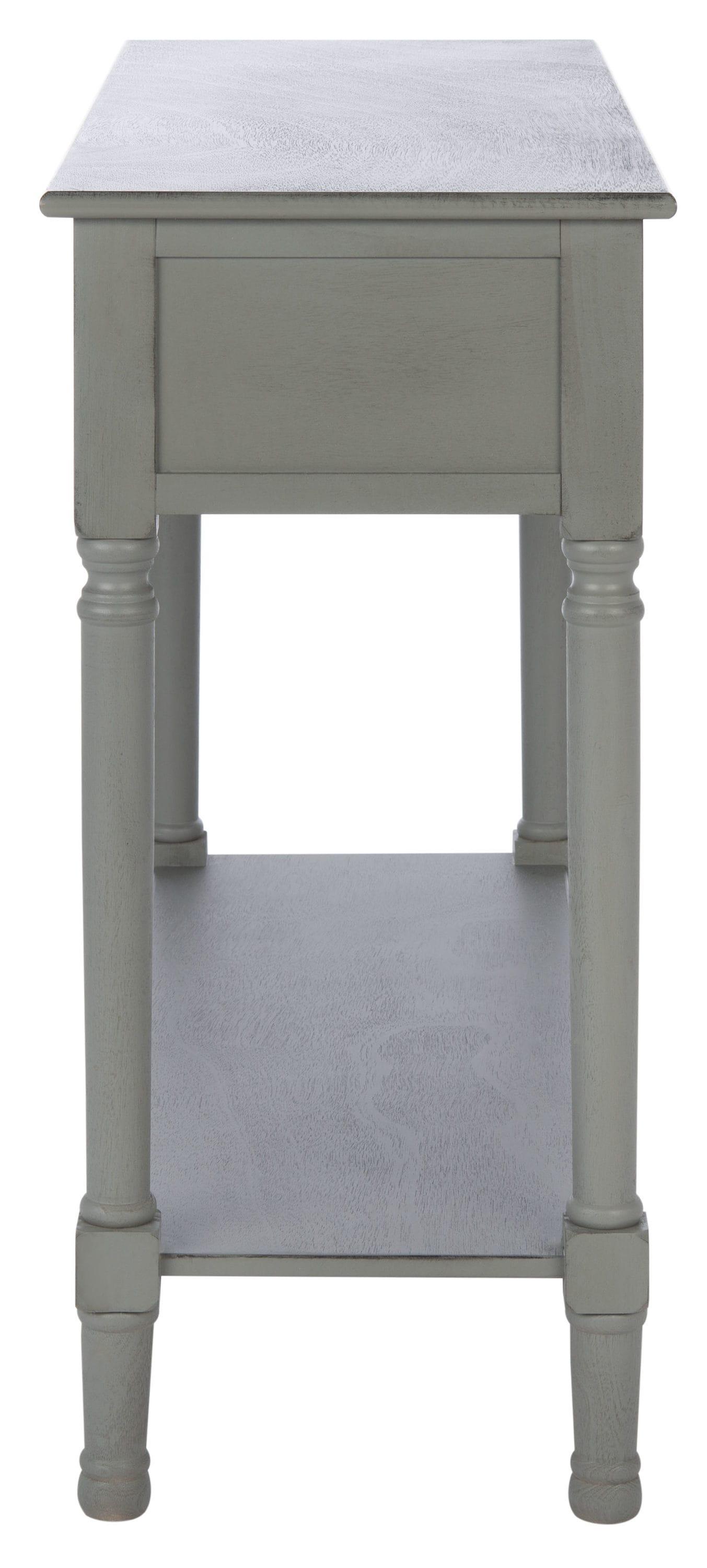 Distressed Gray Wood Console Table with Storage Drawers