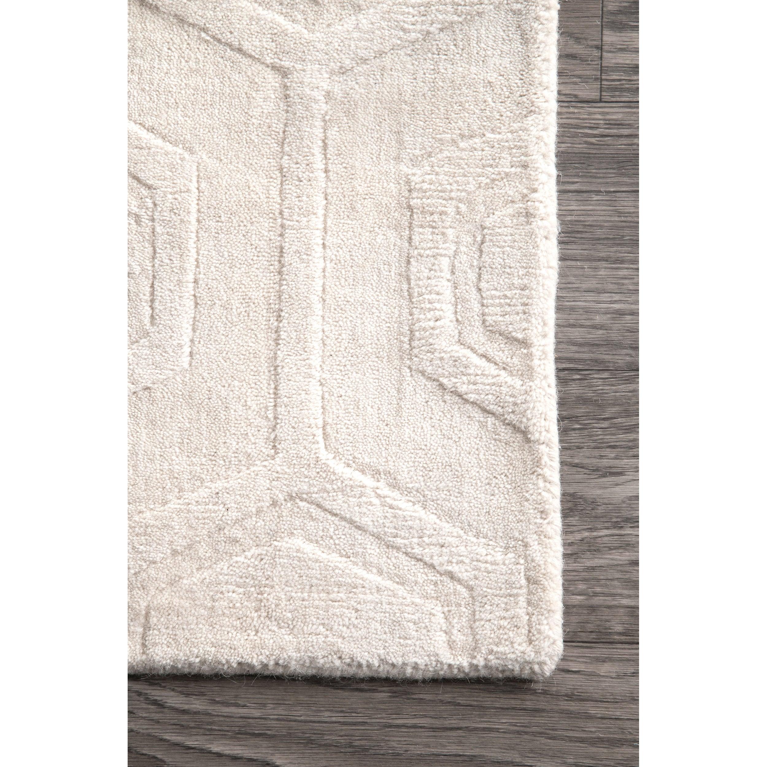 Nuloom Ambrose Geometric 9x12 Wool Indoor Area Rug for Living Room Bedroom Dining Room Kitchen, Ivory
