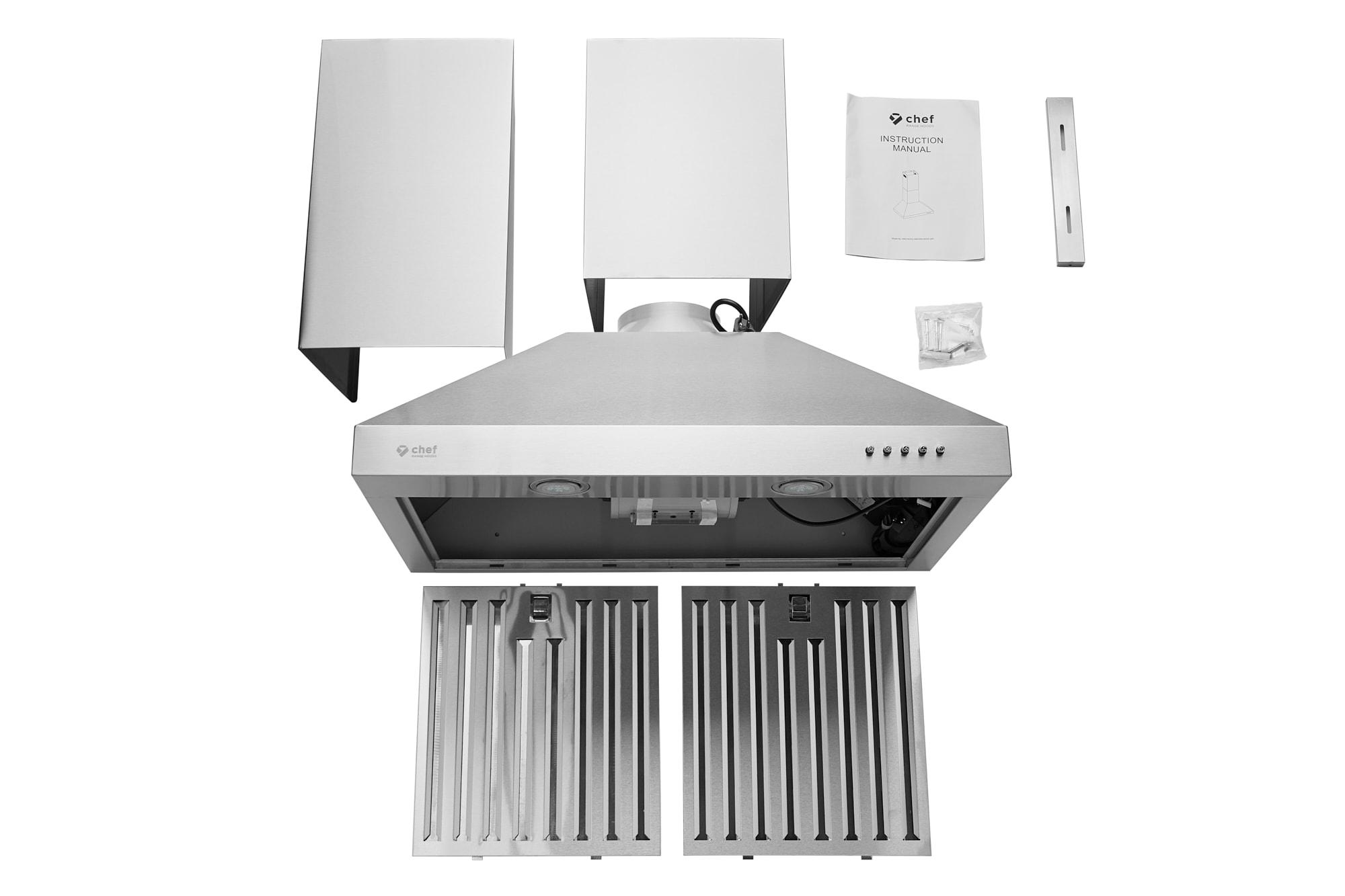 Hauslane 30" Stainless Steel Convertible Wall Range Hood with Baffle Filter