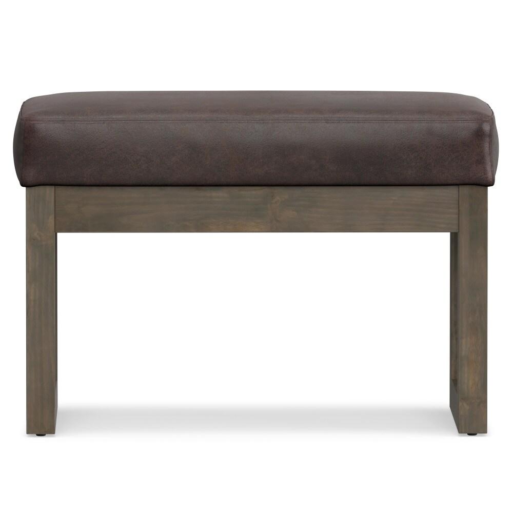 Simpli Home Milltown Ottoman Bench with Upholstered Seat and Solid Wood Frame