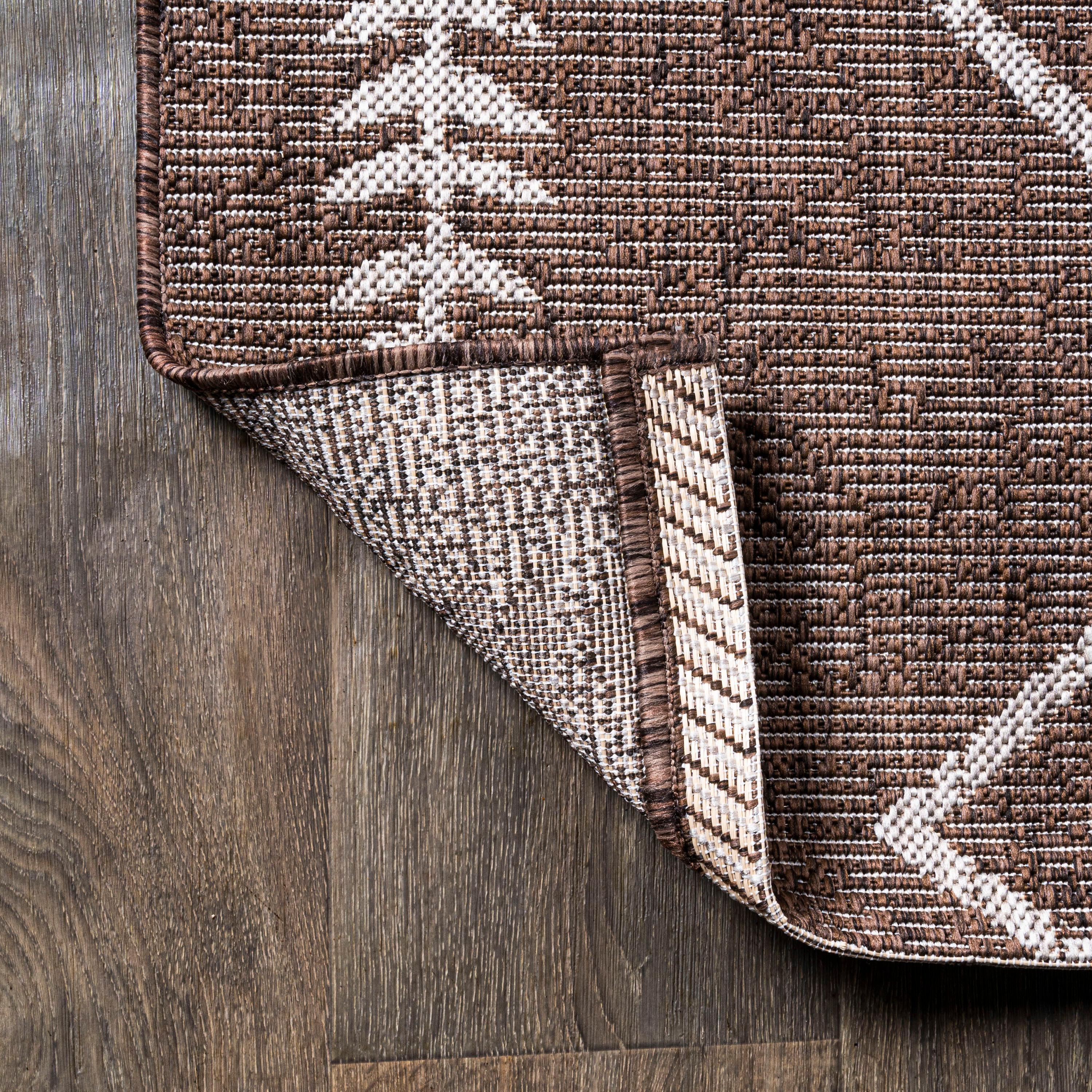 8' X 10' Derya Diamond Trellis Indoor/Outdoor Area Rug, Brown/Beige - JONATHAN Y