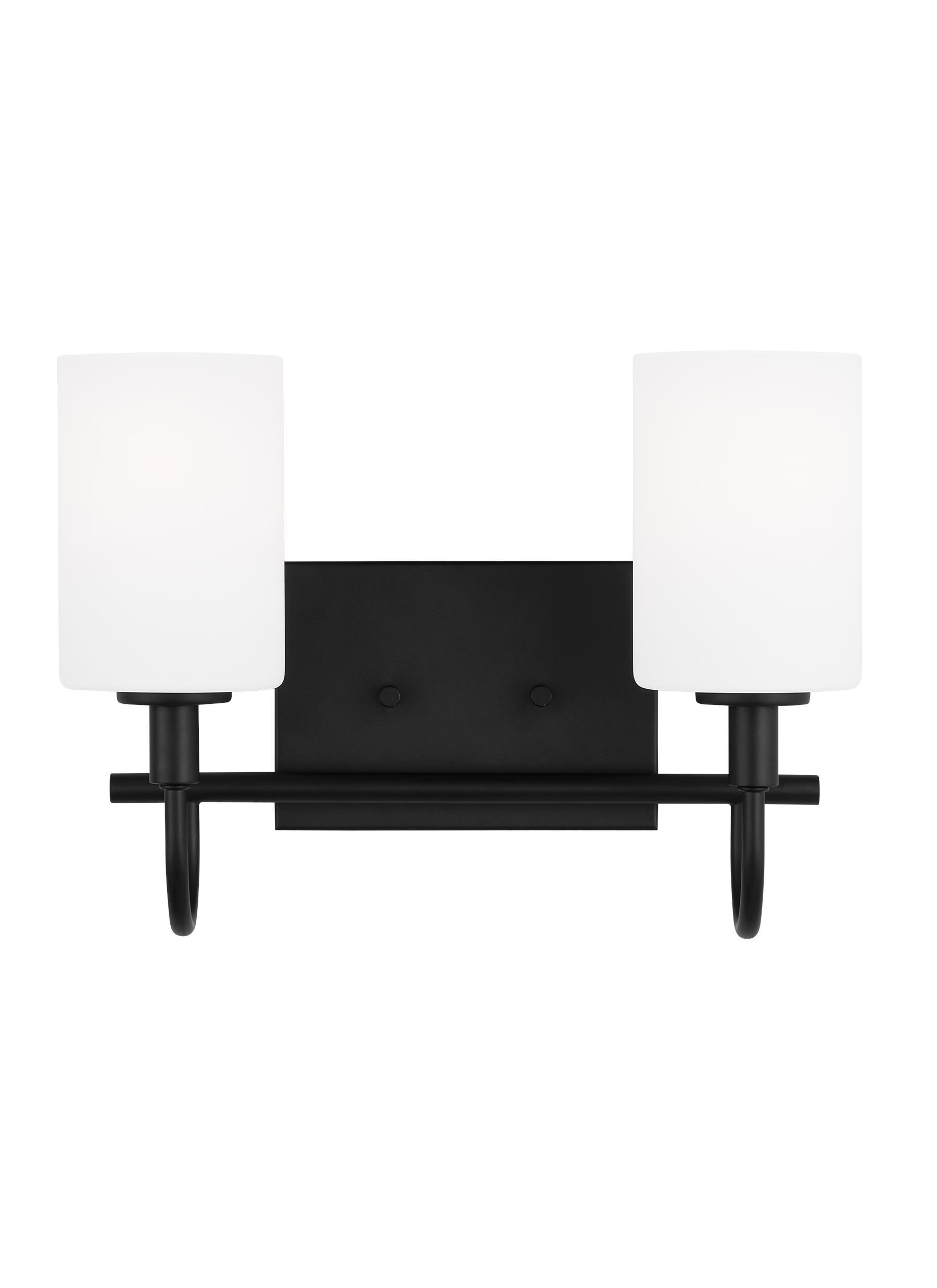 Midnight Black 2-Light Wall Sconce with Etched Glass Shades