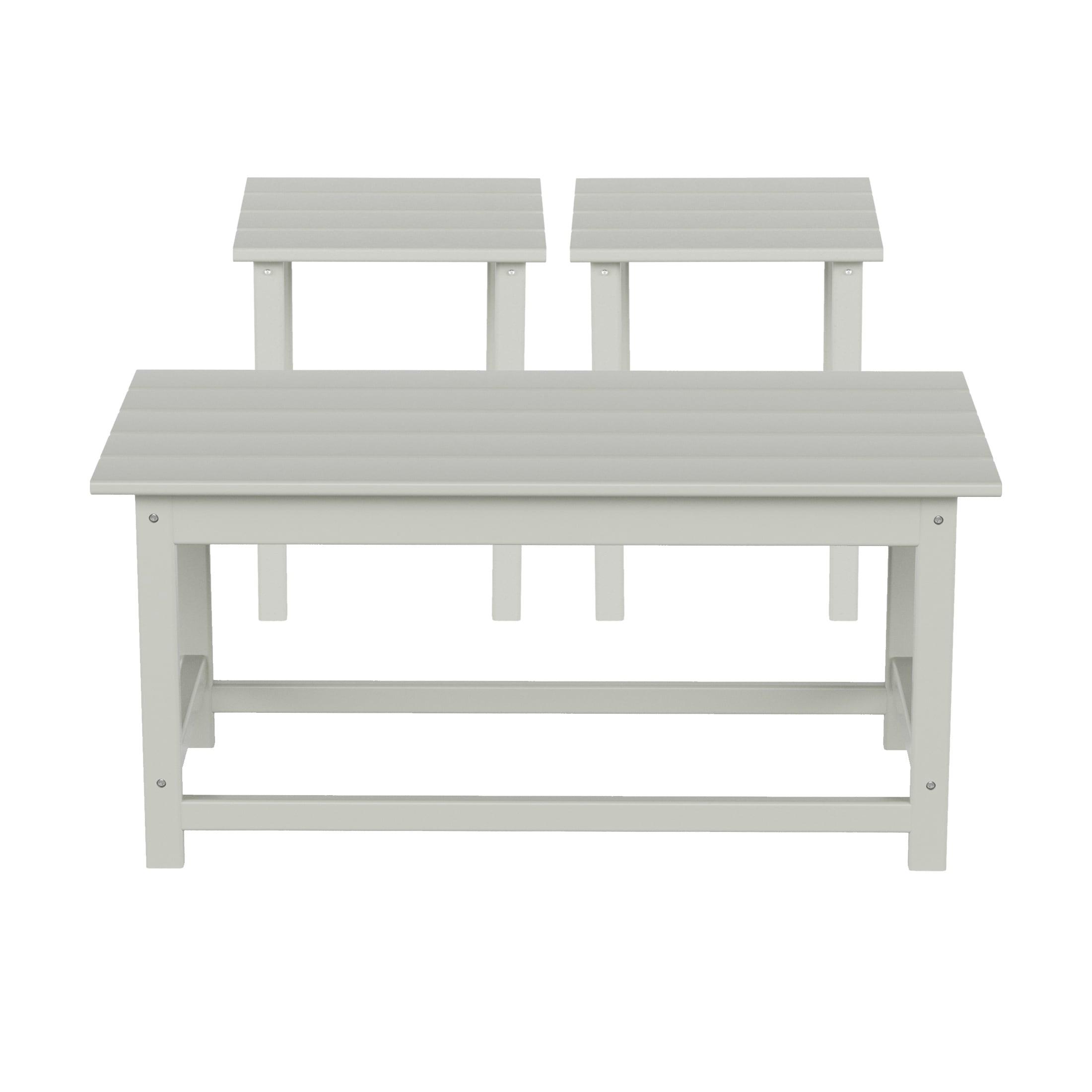 Polytrends  Laguna Hdpe All Weather Outdoor Patio Coffee And Side Tables (3-Piece Set) Sand
