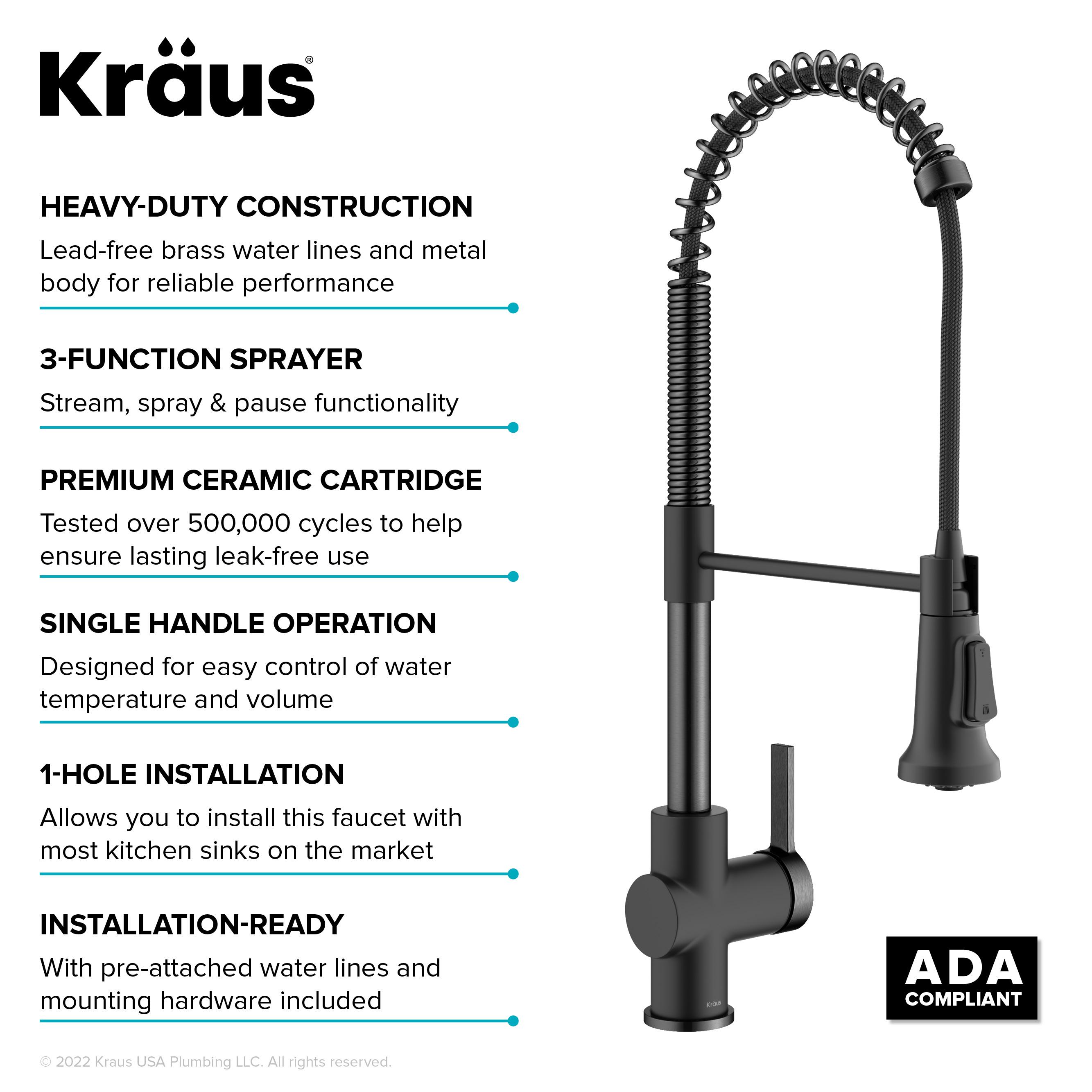 KRAUS Britt Commercial Style Single Handle Pull Down Kitchen Faucet